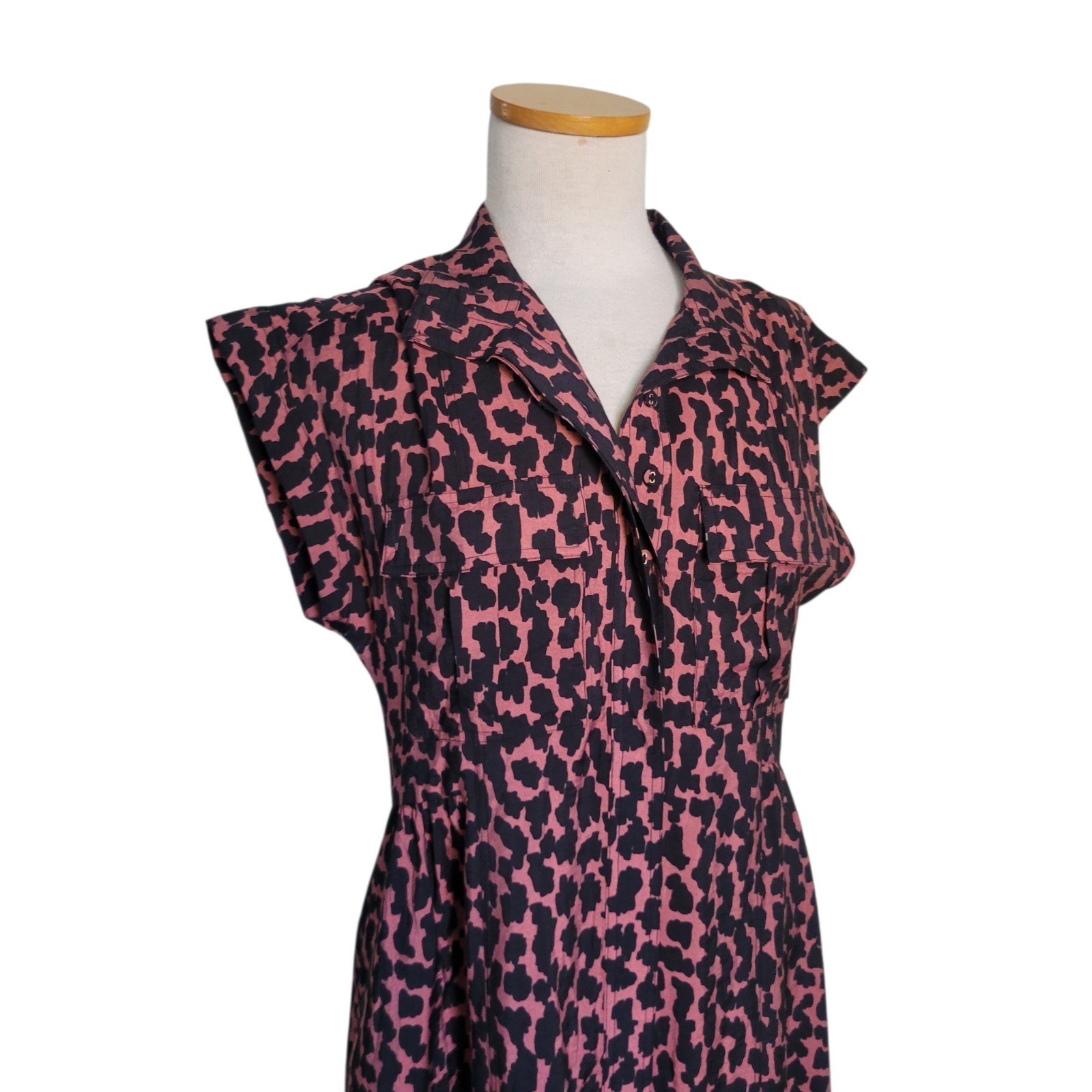 Maye Amelie Leopard Print Midi Shirt Dress XS Effortless Chic Streetwear Casual