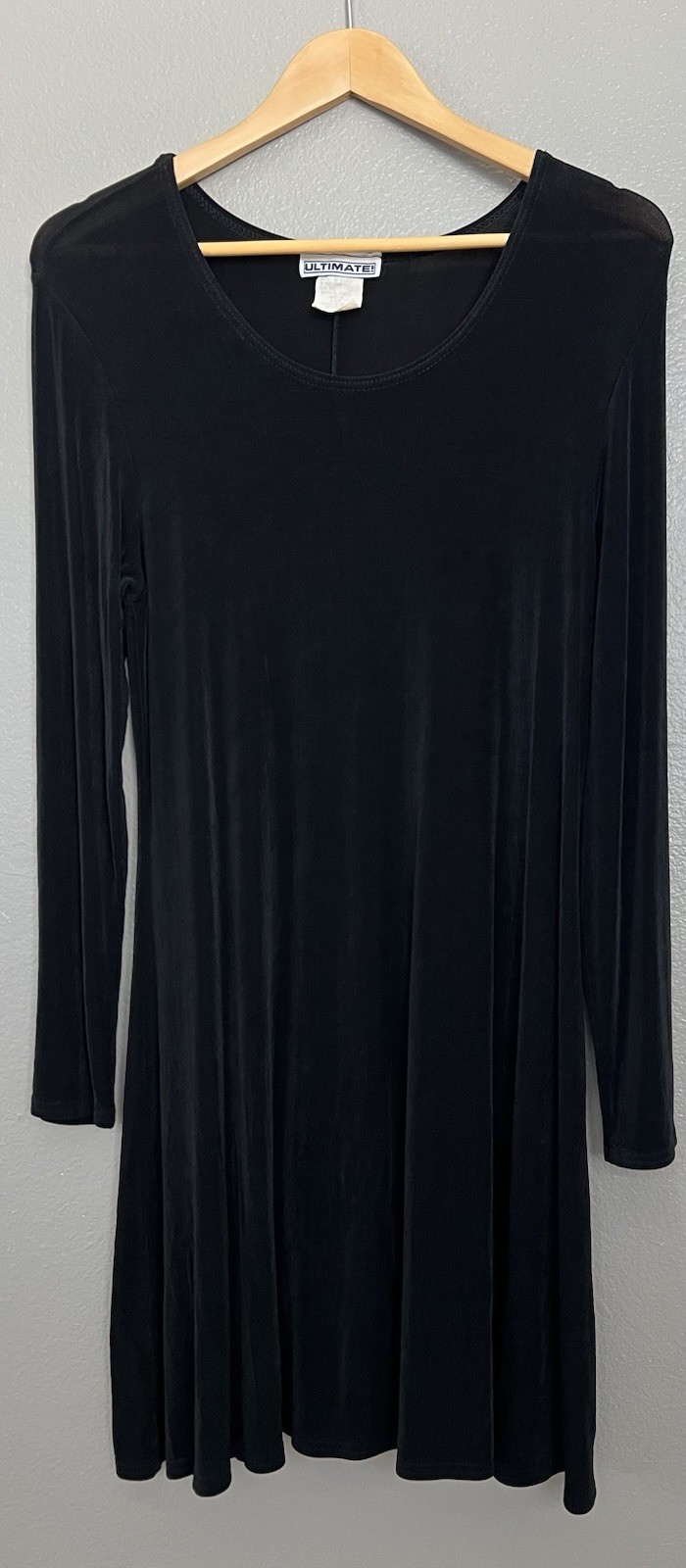 VTG Ultimate Black Slinky Dark Romantic Mini Dress Women’s M Long Sleeve USA