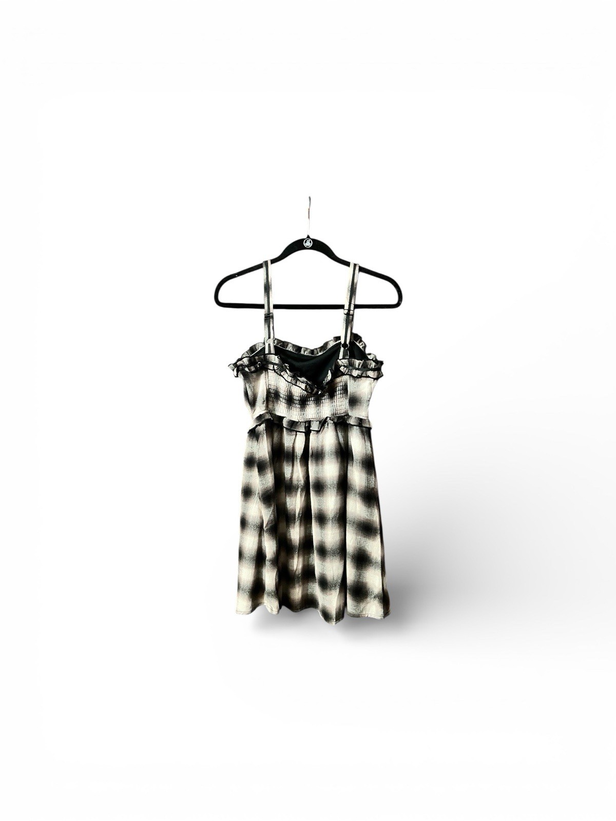 Heart & Heels Black, Brown, Beige Printed Sleeveless Ruffled Mini Dress Size 8