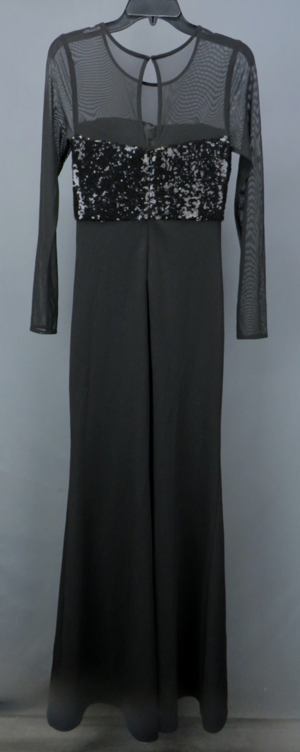 Betsy & Adam Sequined Rosette Illusion Gown MSRP $309 Size 2 # 12B 2522 Blm