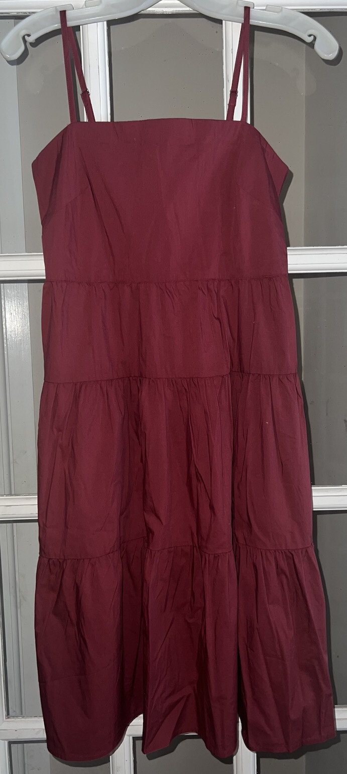 NWT GAP RETAIL TIERED SWING DRESS ADJUSTABLE/POCKETS RED WOMEN SIZE 0 RV $69.95