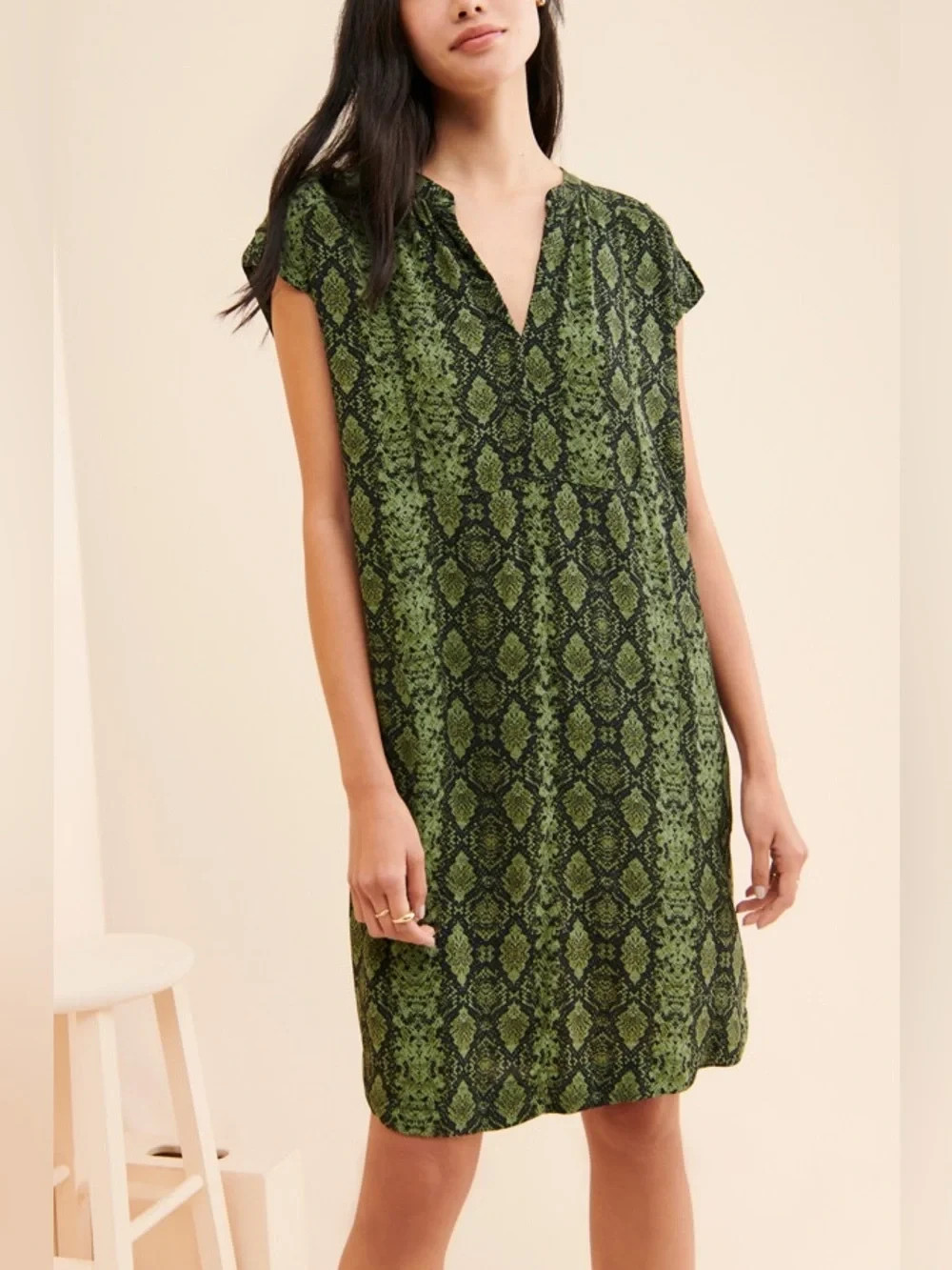 Anthropologie Rachel Green Snake Print Oversized Tunic Dress Snakeskin Small