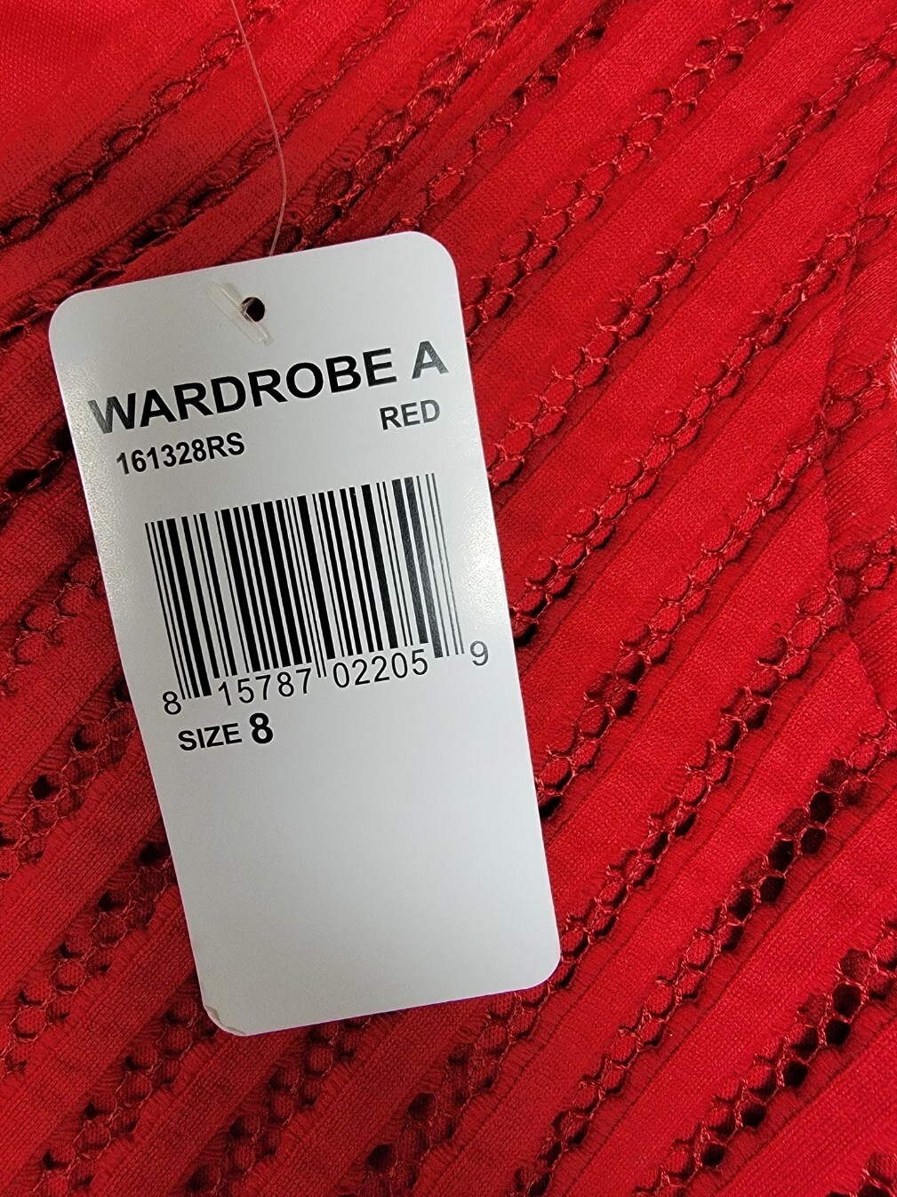 NWT~WARDROBE A~ Sleeveless Red Dress Size 8 Lace/Mesh Lined Back Zip V-Neck