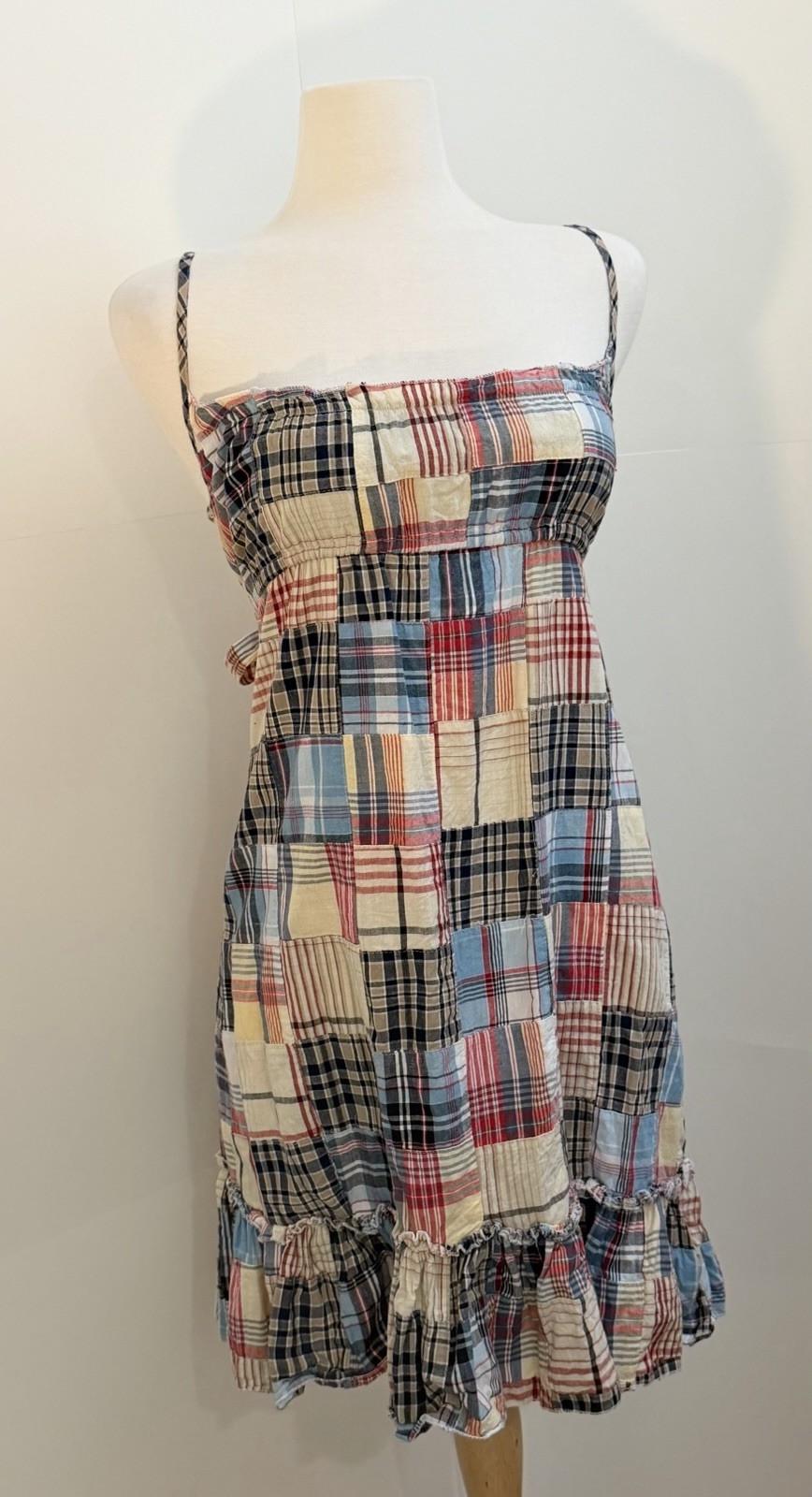 Madras Patchwork Mini Dress S 100% Cotton Nantucket Coastal Preppy