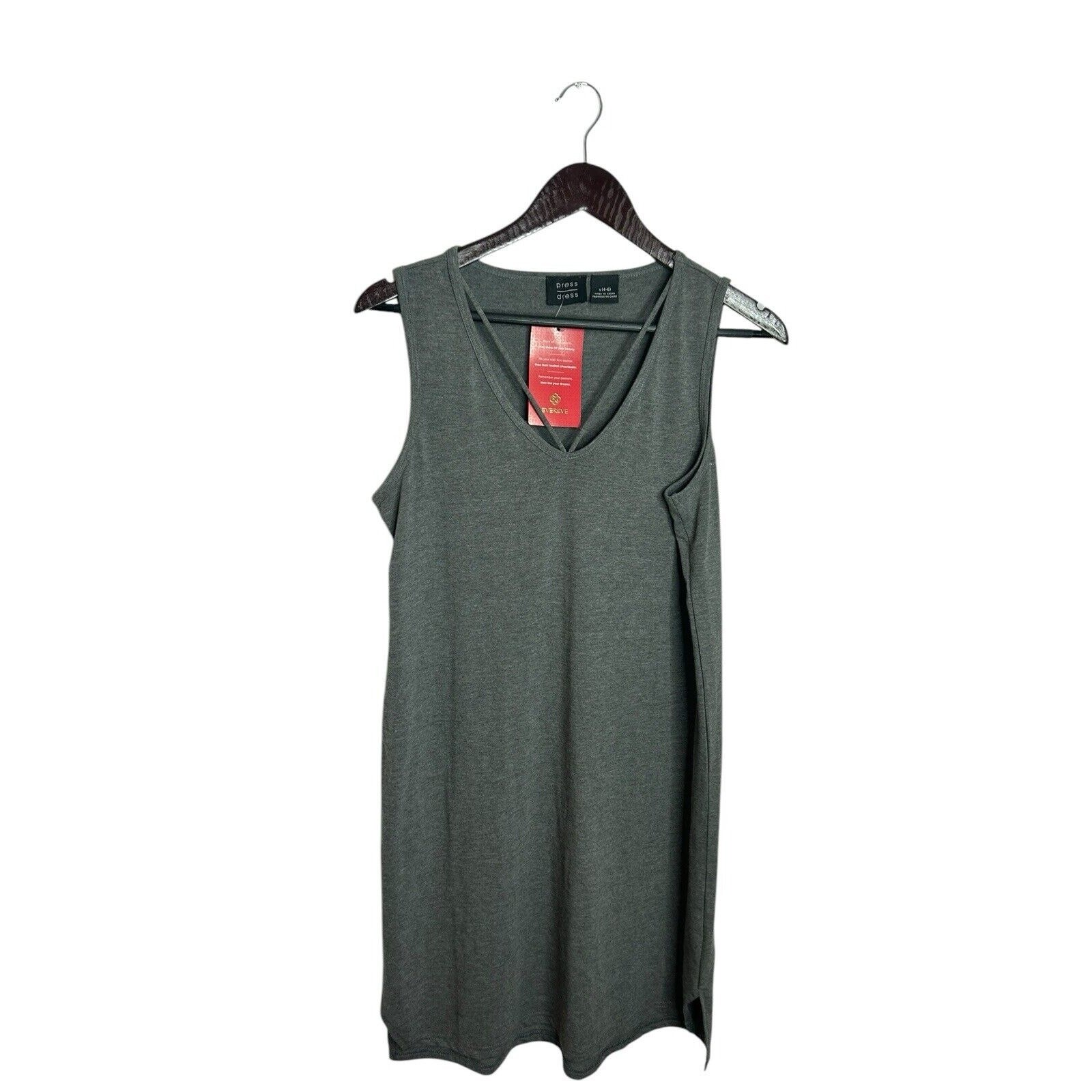 Evereve Press Dress Monroe v-neck gray dress new sz small