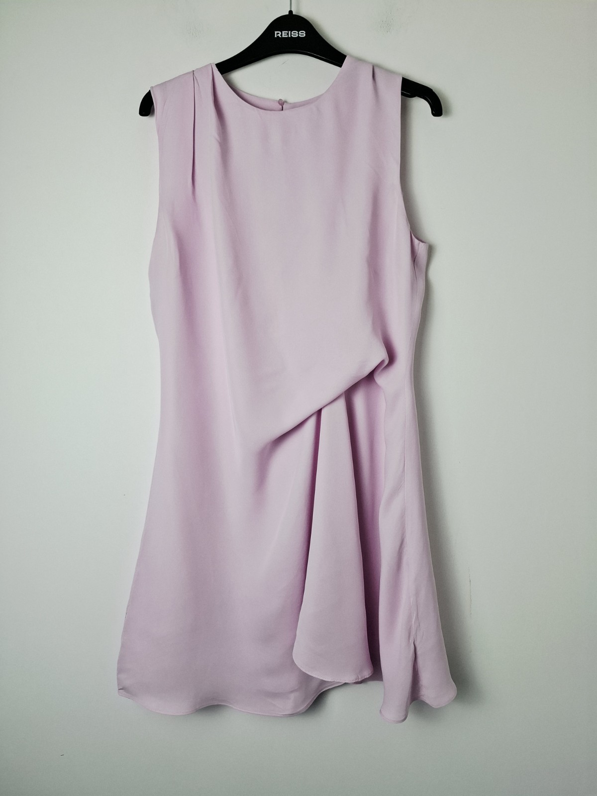 Reiss Elina Draped Tuck Mini Dress, Pale Pink – Size 10