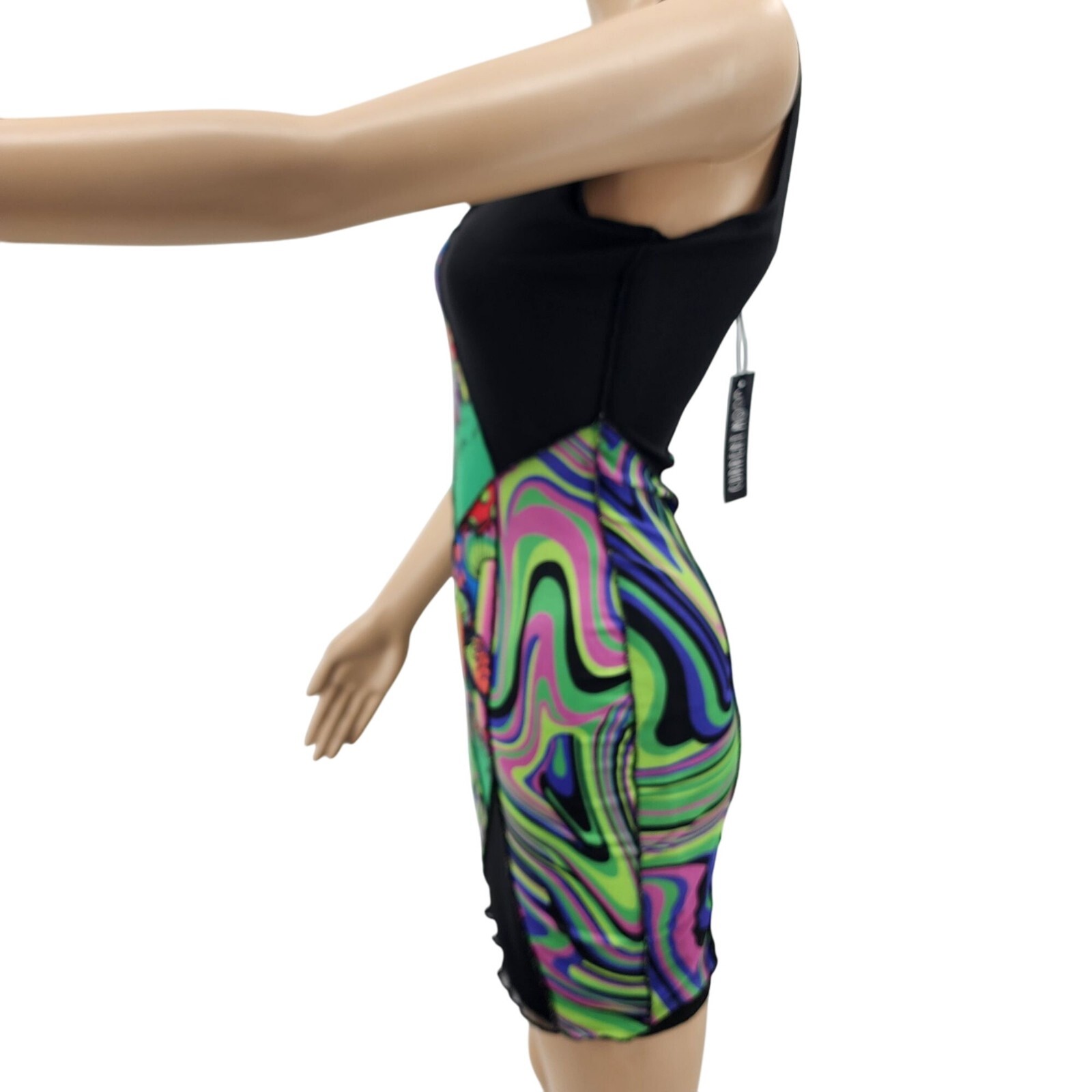 Psychedelic Mushroom Print Bodycon Dress By Current Mood XS