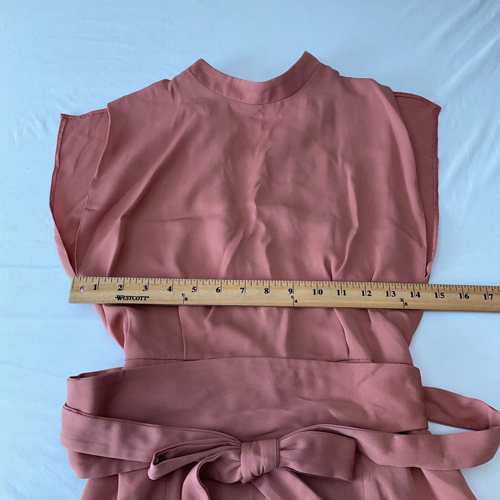 Asos Design Mini Dress Womens Size 4 Peach Belted Sleeveless Stretch Zip