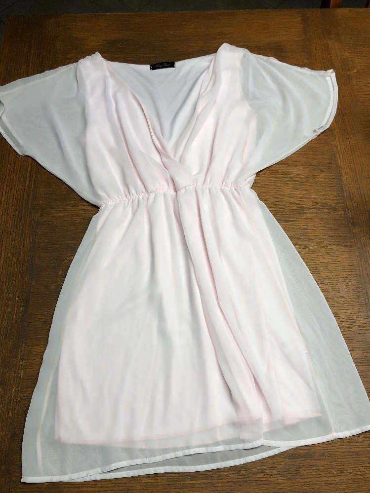 Honey Punch Light Blush Pink cross over V neck Dress size S