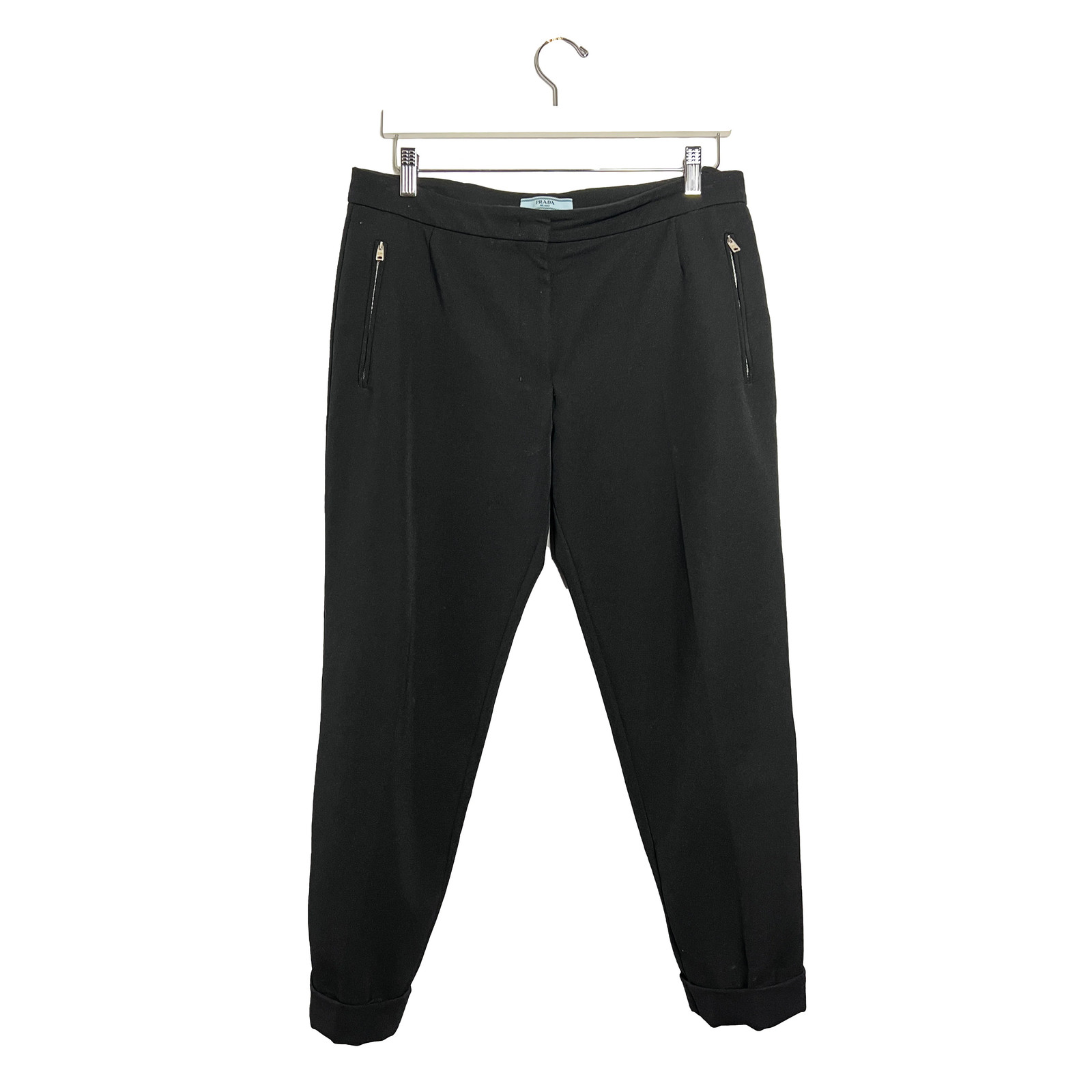 Prada Technical Wool Blended Cuffed Trousers 44/W32