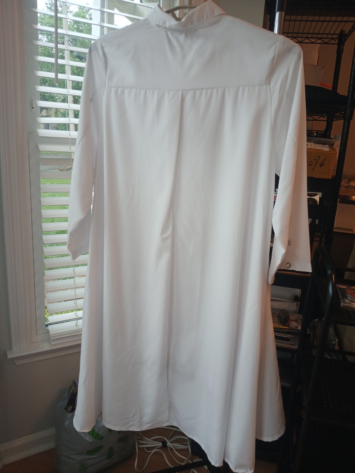 New! Step In Style White Diamond Button High Low Tent A Line Swing Dress 2X