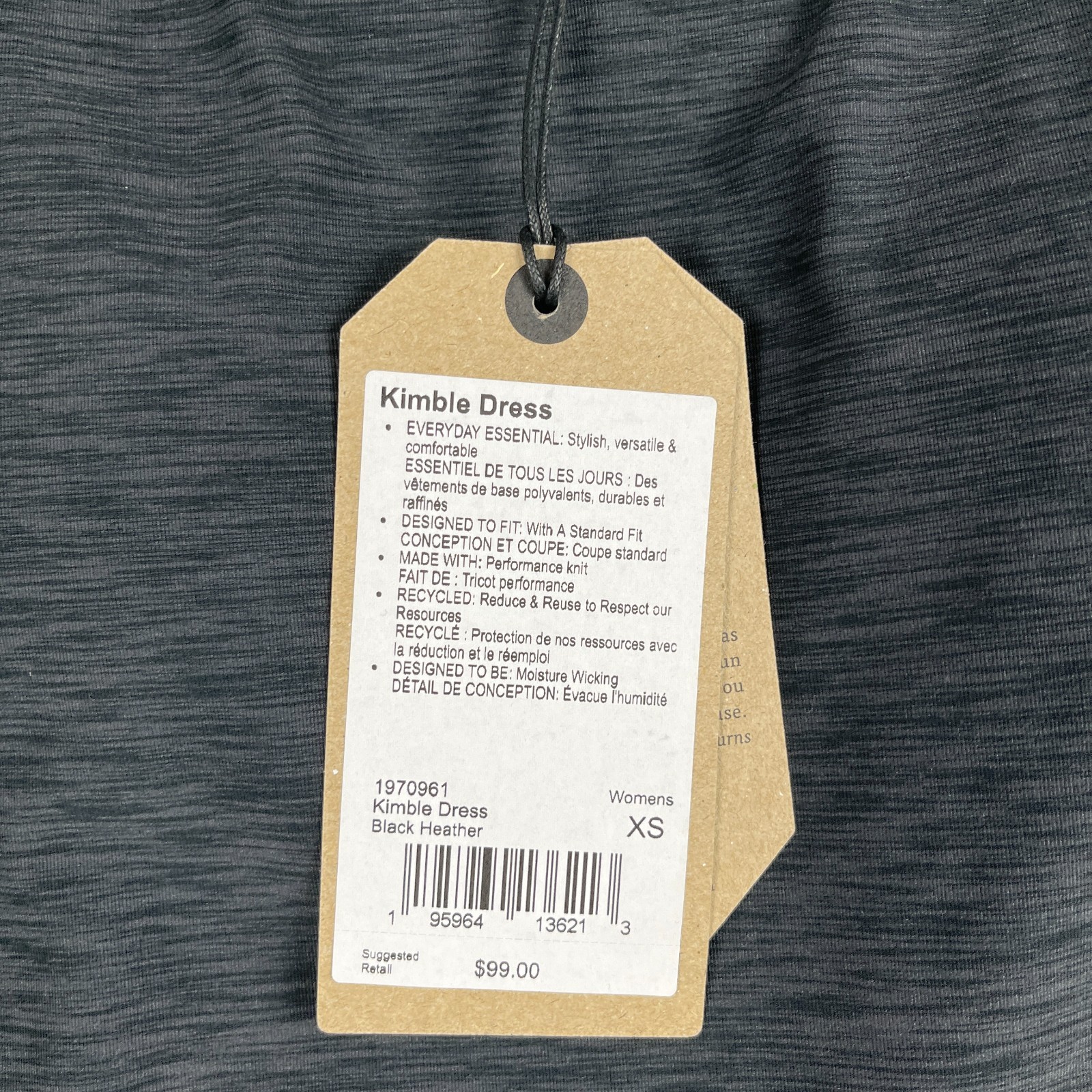 PrAna Kimble Athletic Stretch Dress Womens XS Black Heather Tennis Golf $99