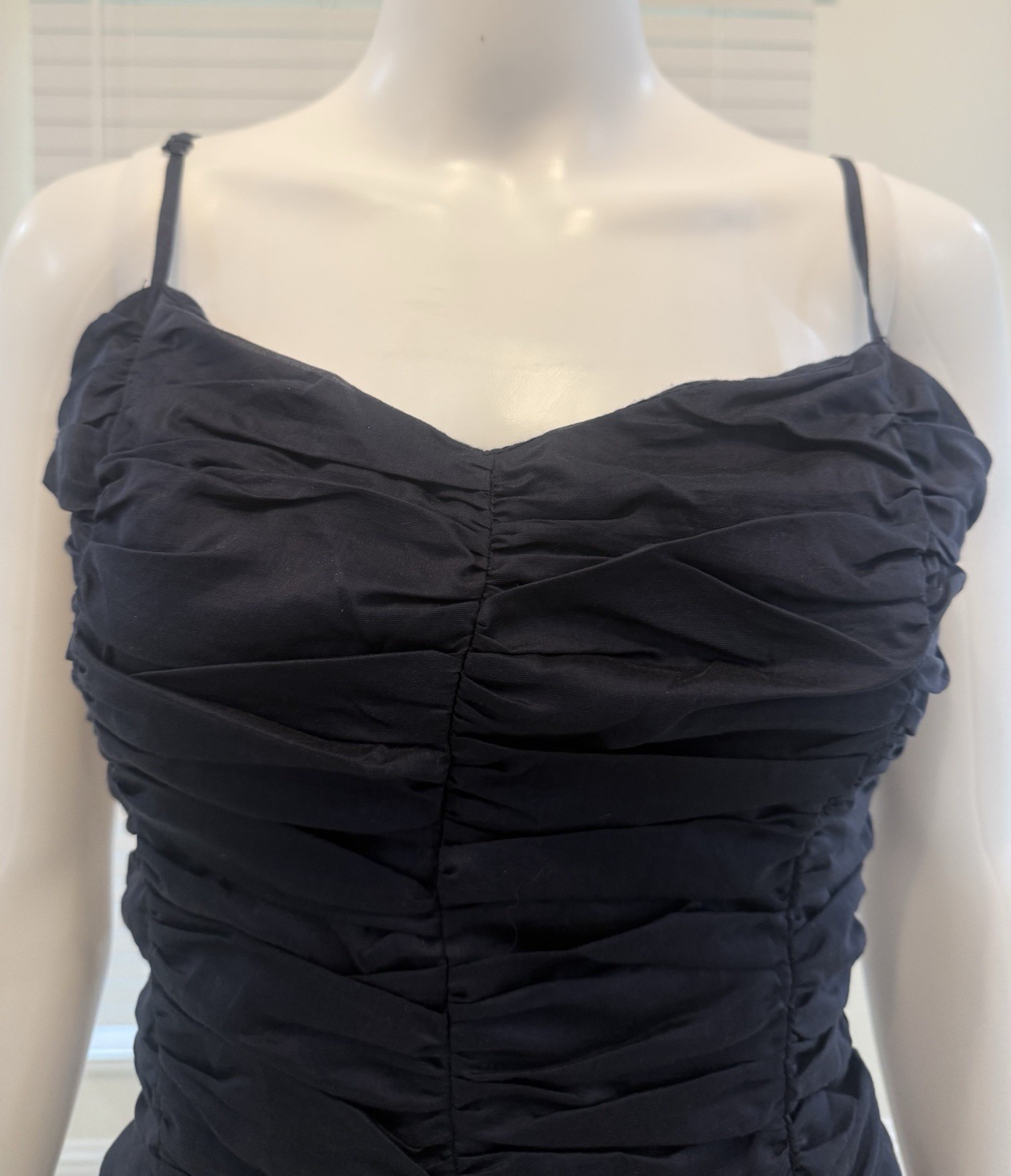 AQUA Sweetheart Navy Ruched Bubble Mini Dress Size M