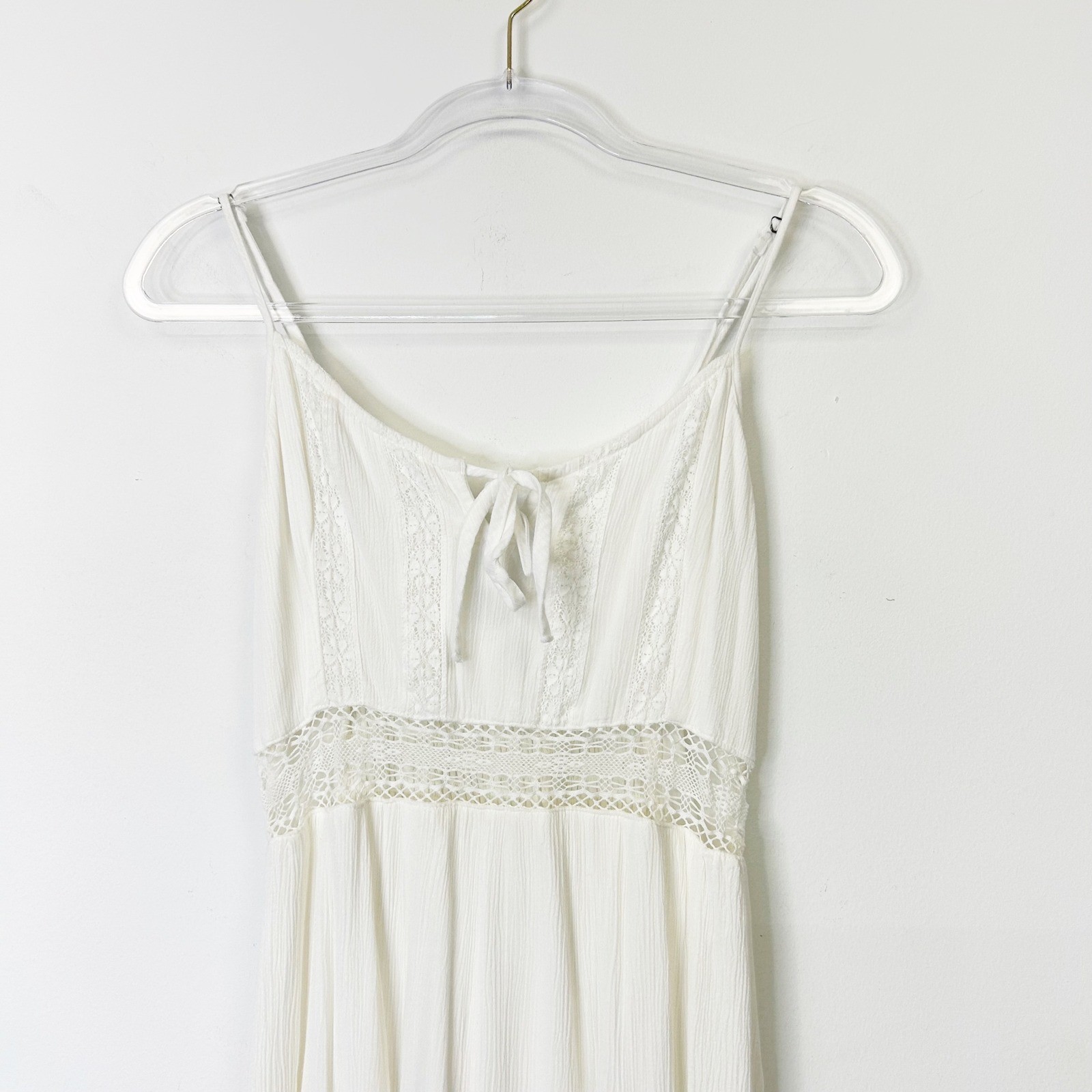 Abercrombie Fitch White Smocked High Low Maxi Dress Women’s Small Boho Cottage