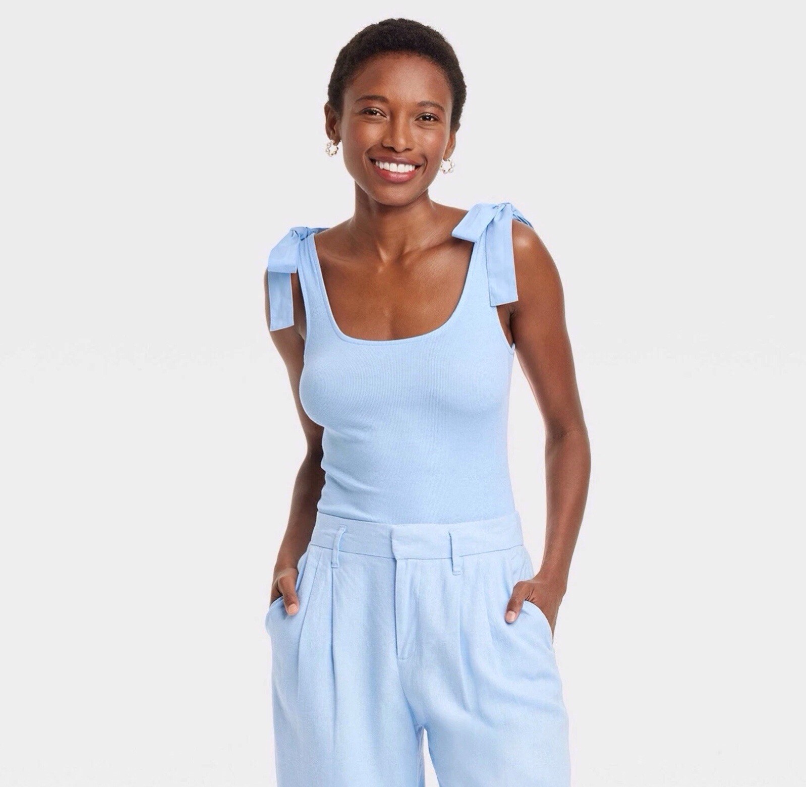 A New Day Women’s Fit Rib Tank Top Sz S Sky Blue