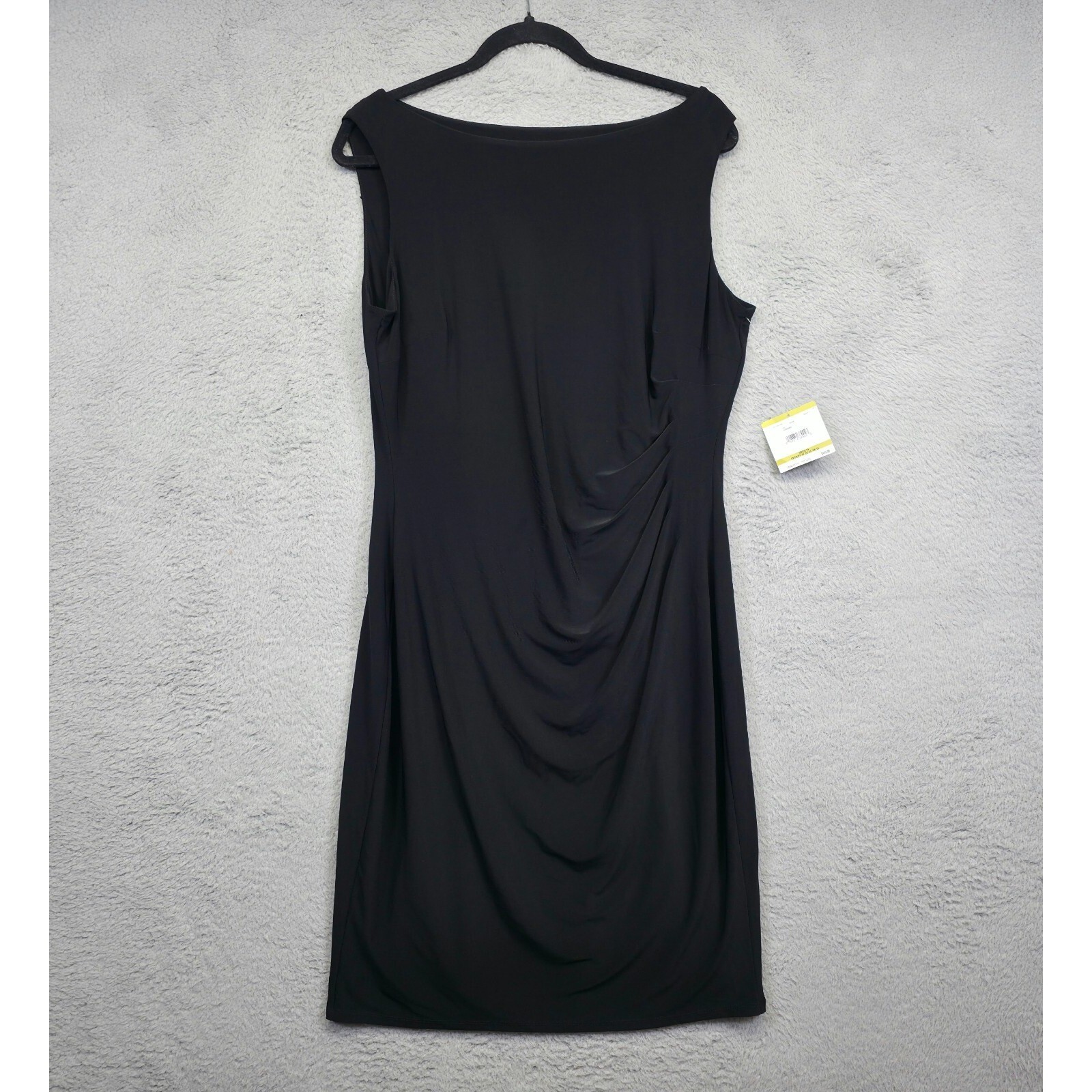 Anne Klein Dress Womens 14 Black Draped Ruched Minimalist Cocktail Party Evening