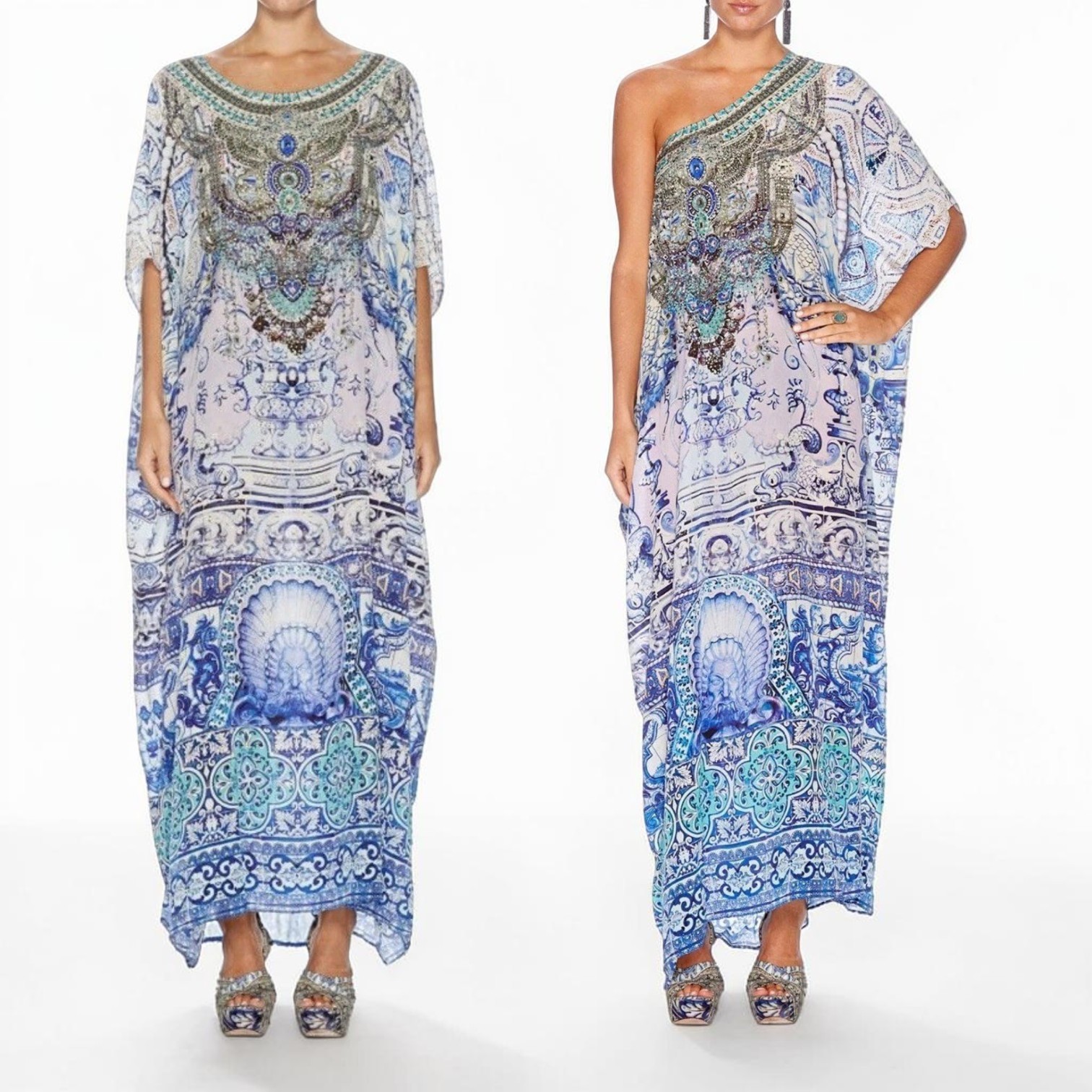 Camilla Round Neck Kaftan dress Temptress Of The deep OS One Size Silk Long Maxi