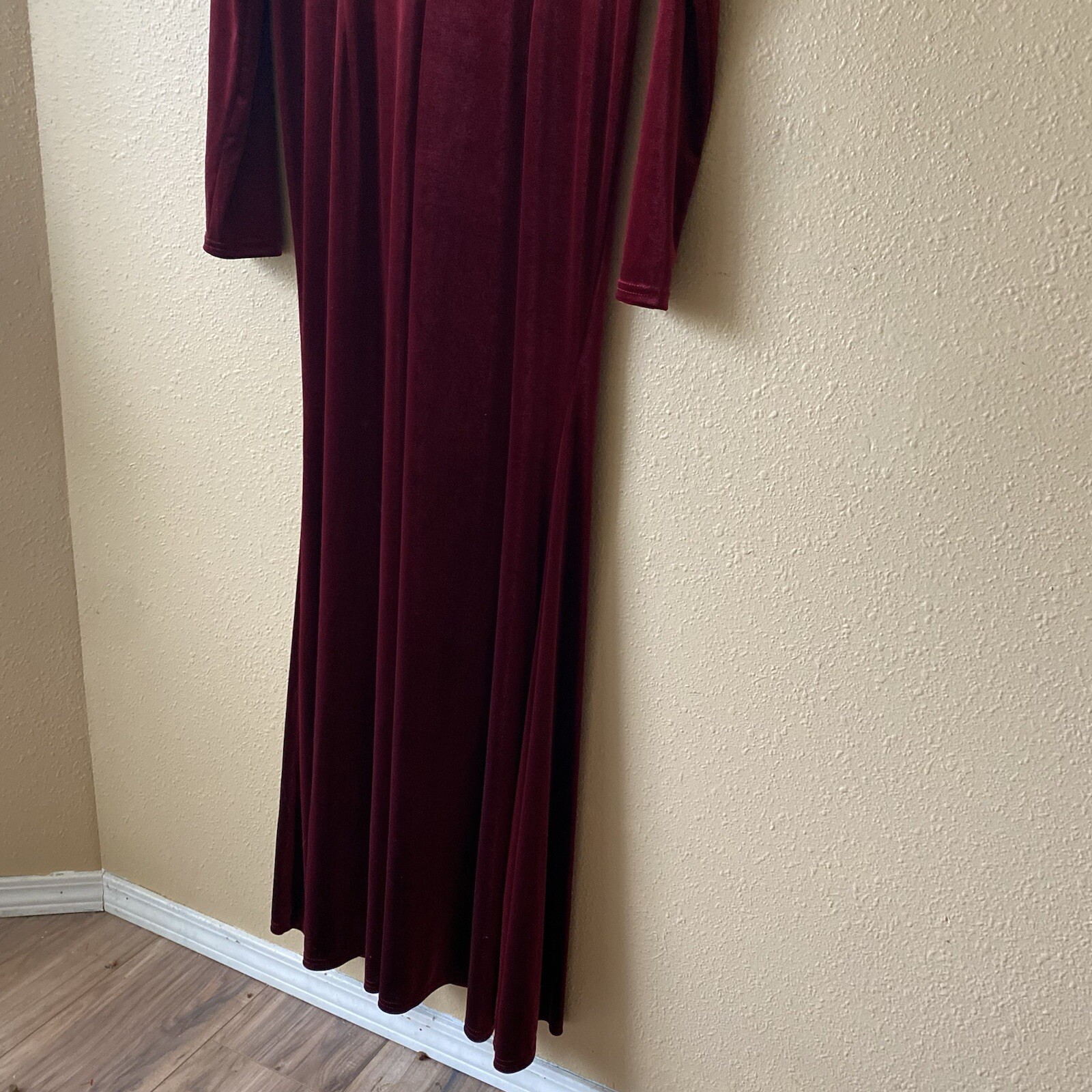 Ababalaya Crushed Velvet Maroon Red Slit Maxi Dress XXL Dark Romantic