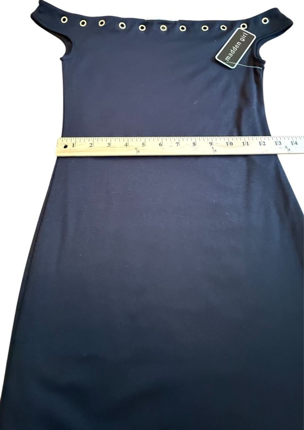 Madden Girl Black Off-Shoulder Mini Dress with Grommets M NWT