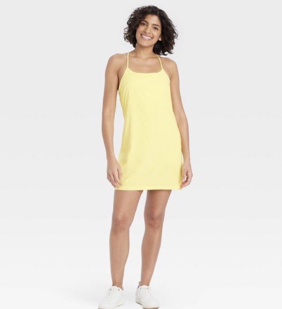 All in Motion Women’s S Small Yellow Flex Strappy Exercise Dress Sleeveless New