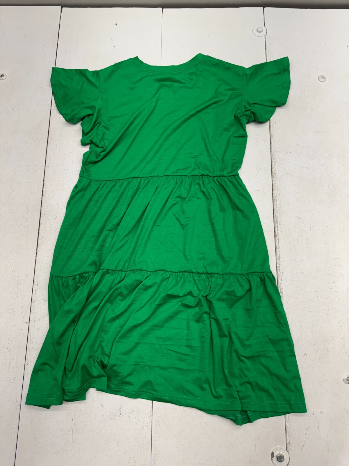 HiMone Green Layered Ruffled Short Sleeve Dress Womens Size Large