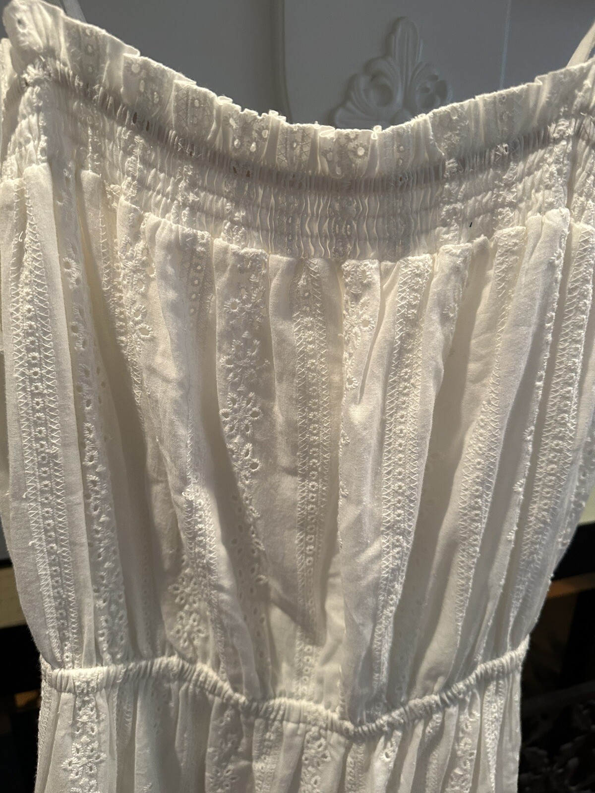 NWT NEW LOST + WANDER White Everlasting Love LONG MAXI Cotton Eyelet Dress S