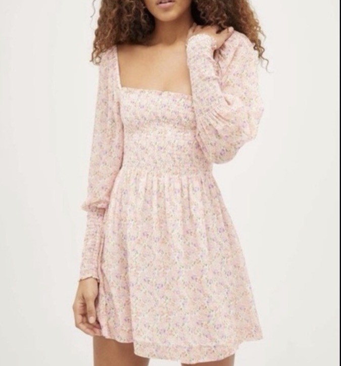 BRAND NEW Hill House Grace Mini Nap Dress LARGE Pink NWT Peach Soft Pastel