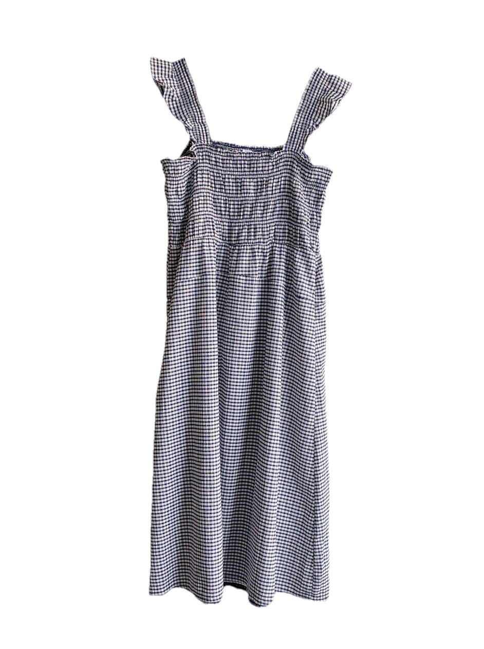 Old Navy Gingham Smocked Midi Dress in Navy White Size L cottagecore prairie