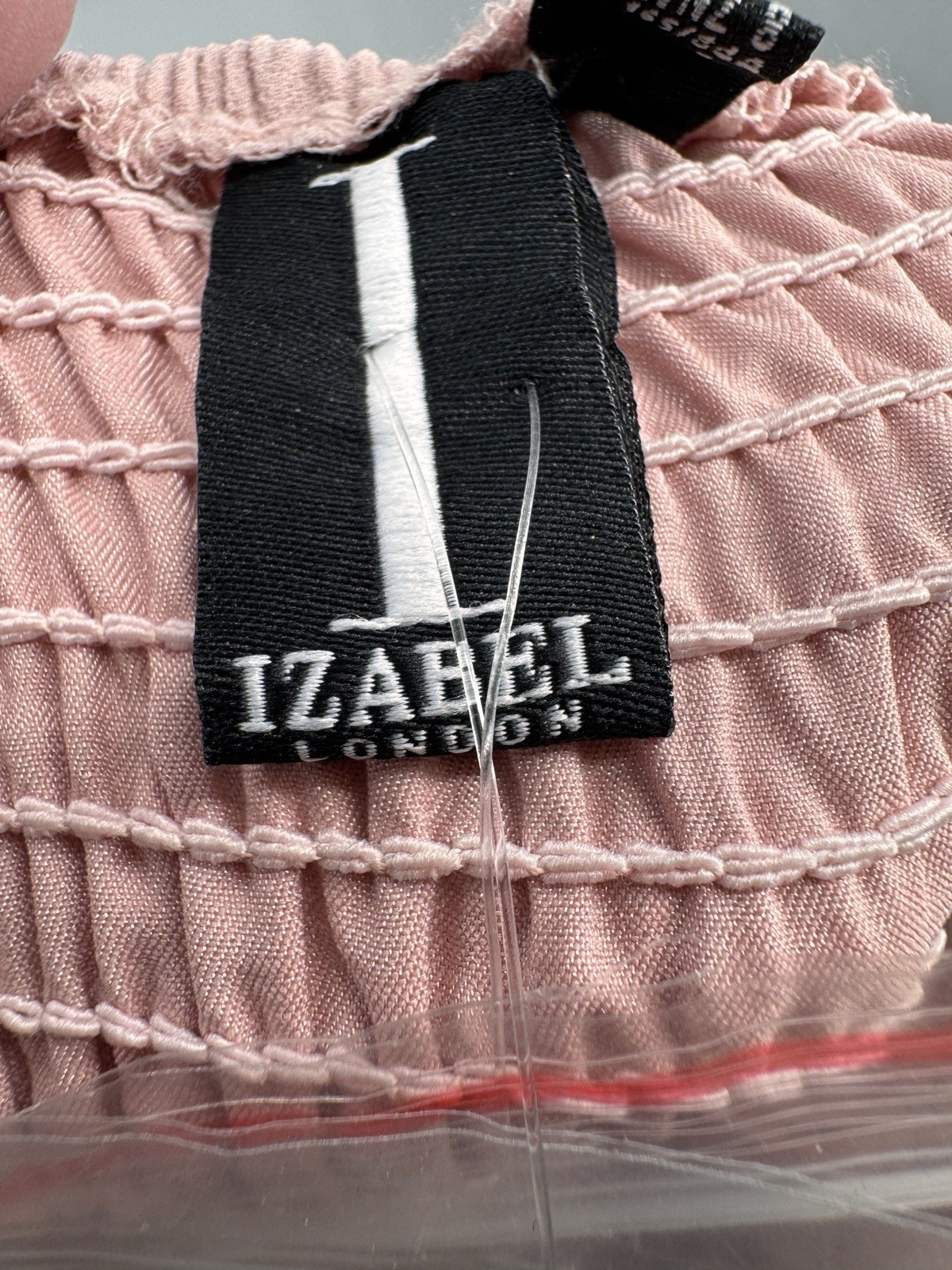 Y2K Izabel London Strapless Party Dress Size 8 Chiffon Light Pink Rhinestones