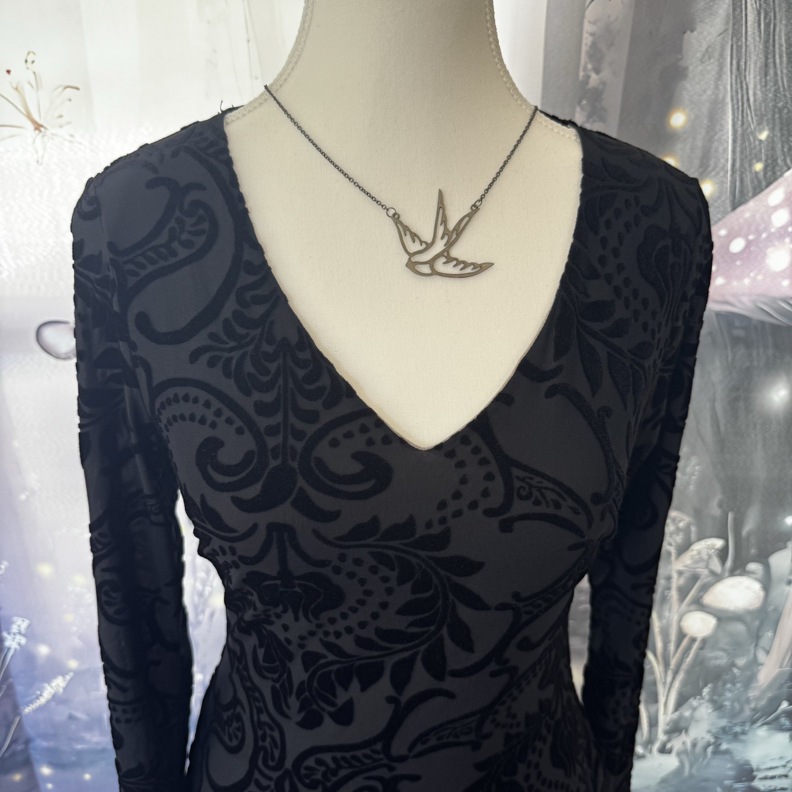 VTG 90s Y2K Charlotte Russe Medium Gothic Fairy Whimsigoth Grunge Velvet Burnout
