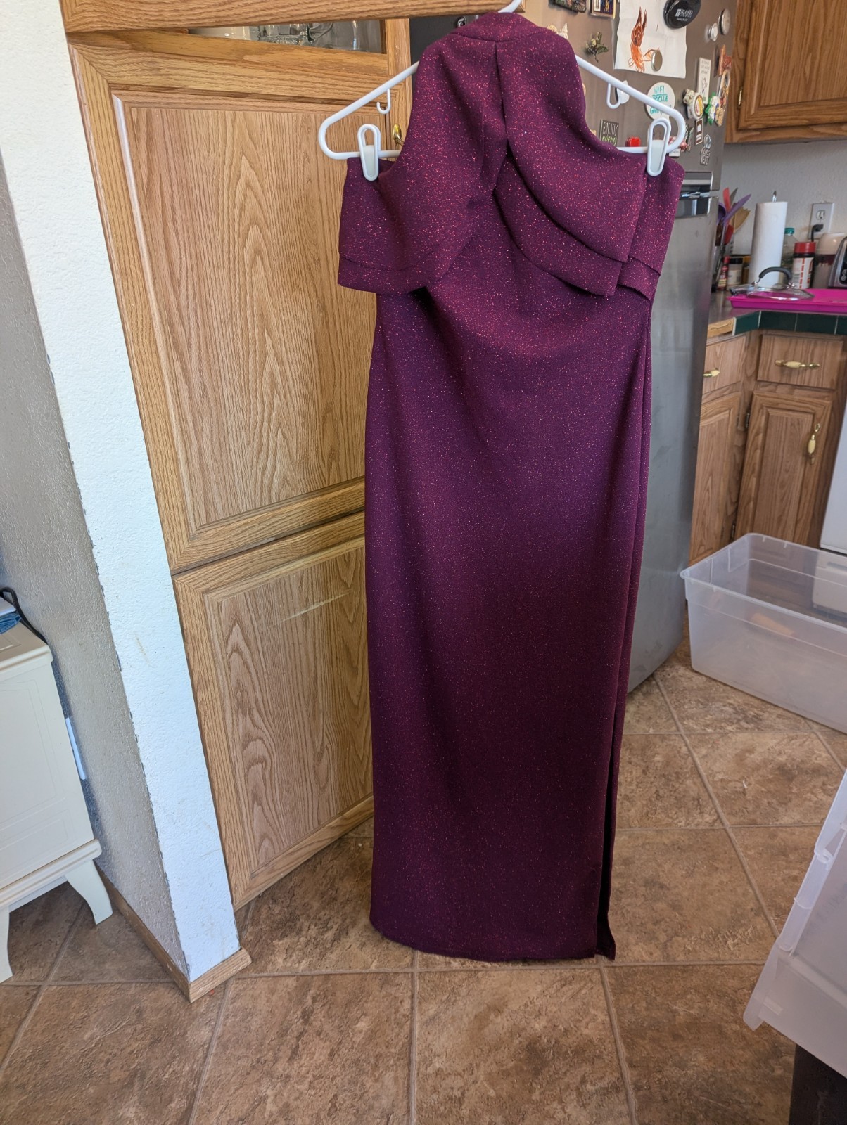 bebe burgundy glitter maxi gown Size 10