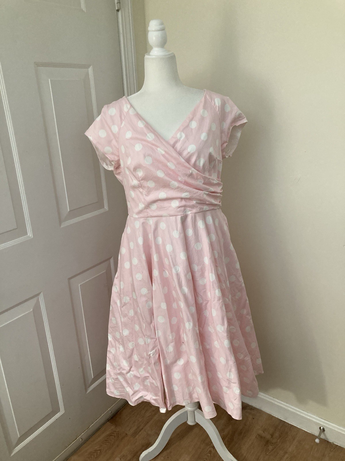 Pretty Dress Co Pink Polka Dot Dress Size UK20