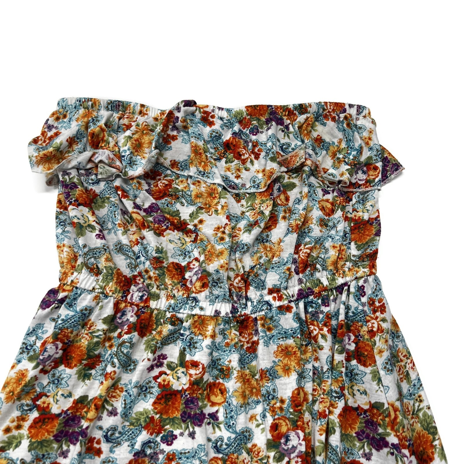Route 66 Floral High Low Dress Large Sleeveless Strapless Polyester Spring
