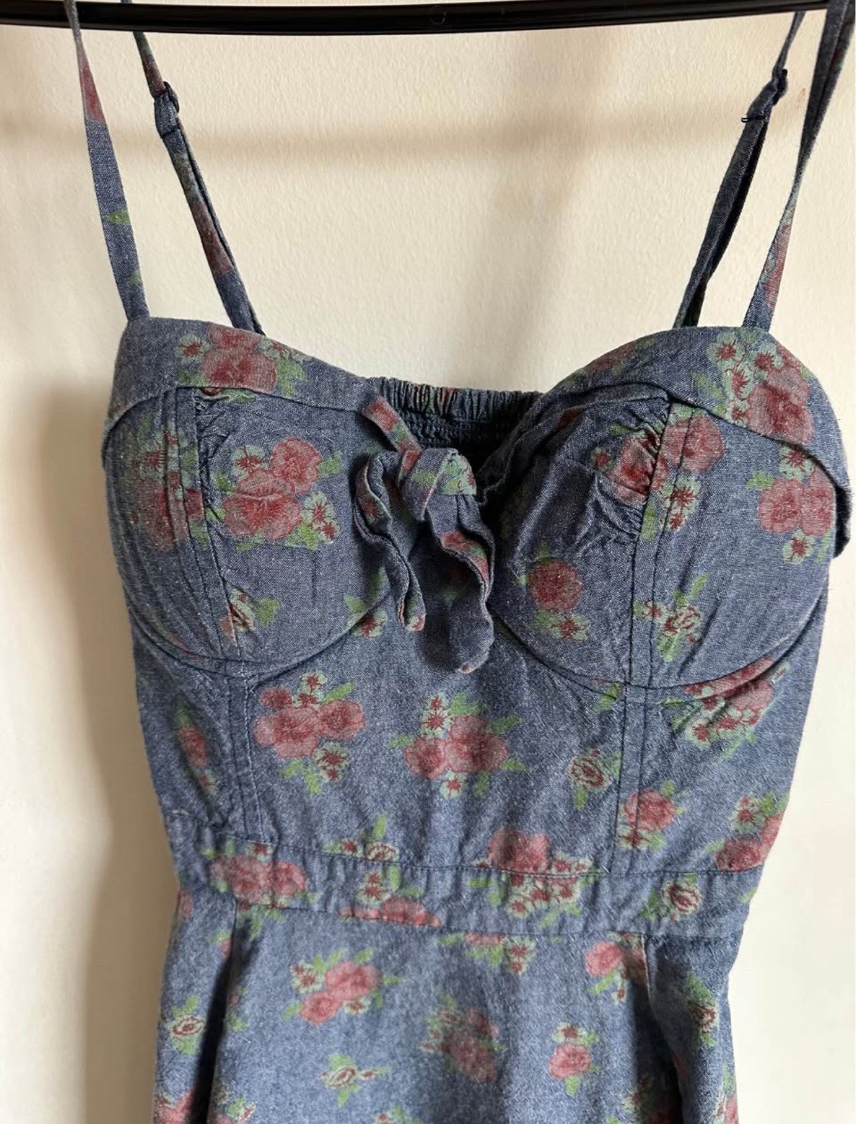 Jessica Simpson Floral Chambray Bustier Summer Dress / Womens S