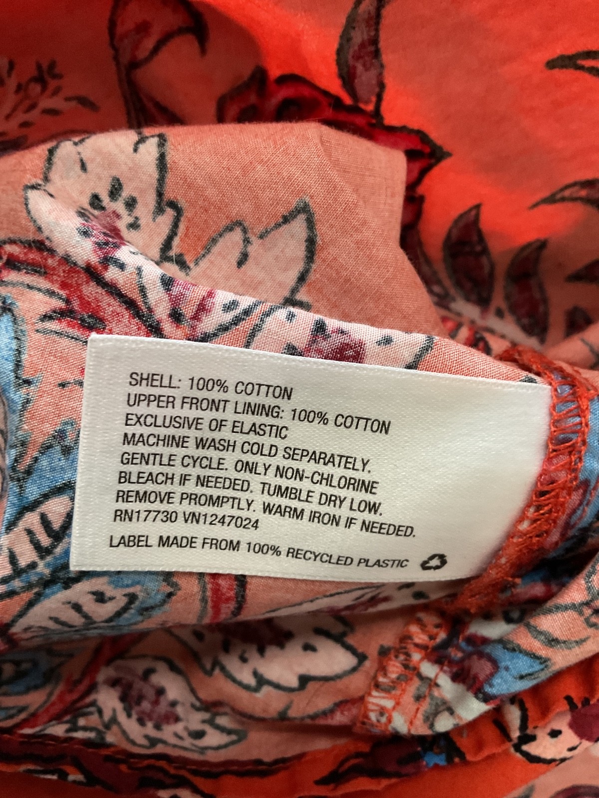 Large Rhode for Target Red- Orange Floral Resort 100% Cotton Tiered Midi Dress