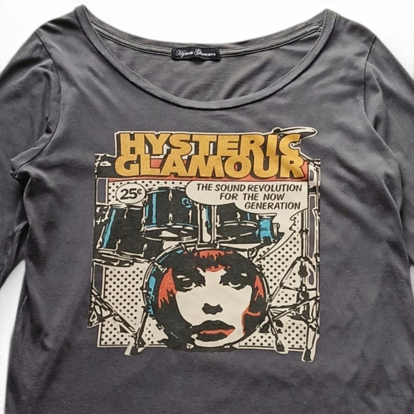 Hysteric Glamour 3/4 Sleeve Shirt 90s Harajuku JDM Y2K Grunge Rock Tee F Vintage