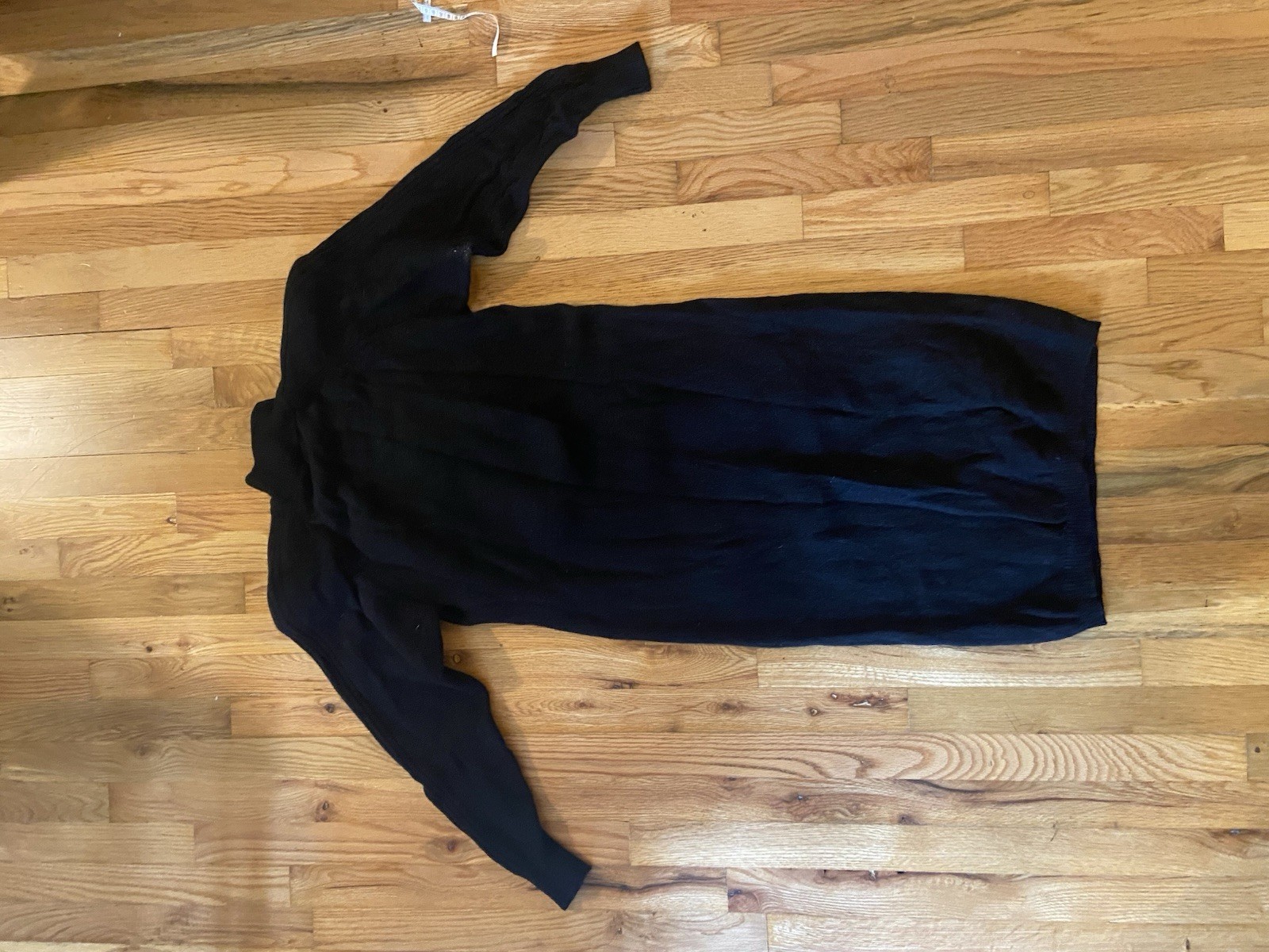 Raoul Black Solid Turtleneck Long Sleeve Knit Stretch Midi Sweater Dress L