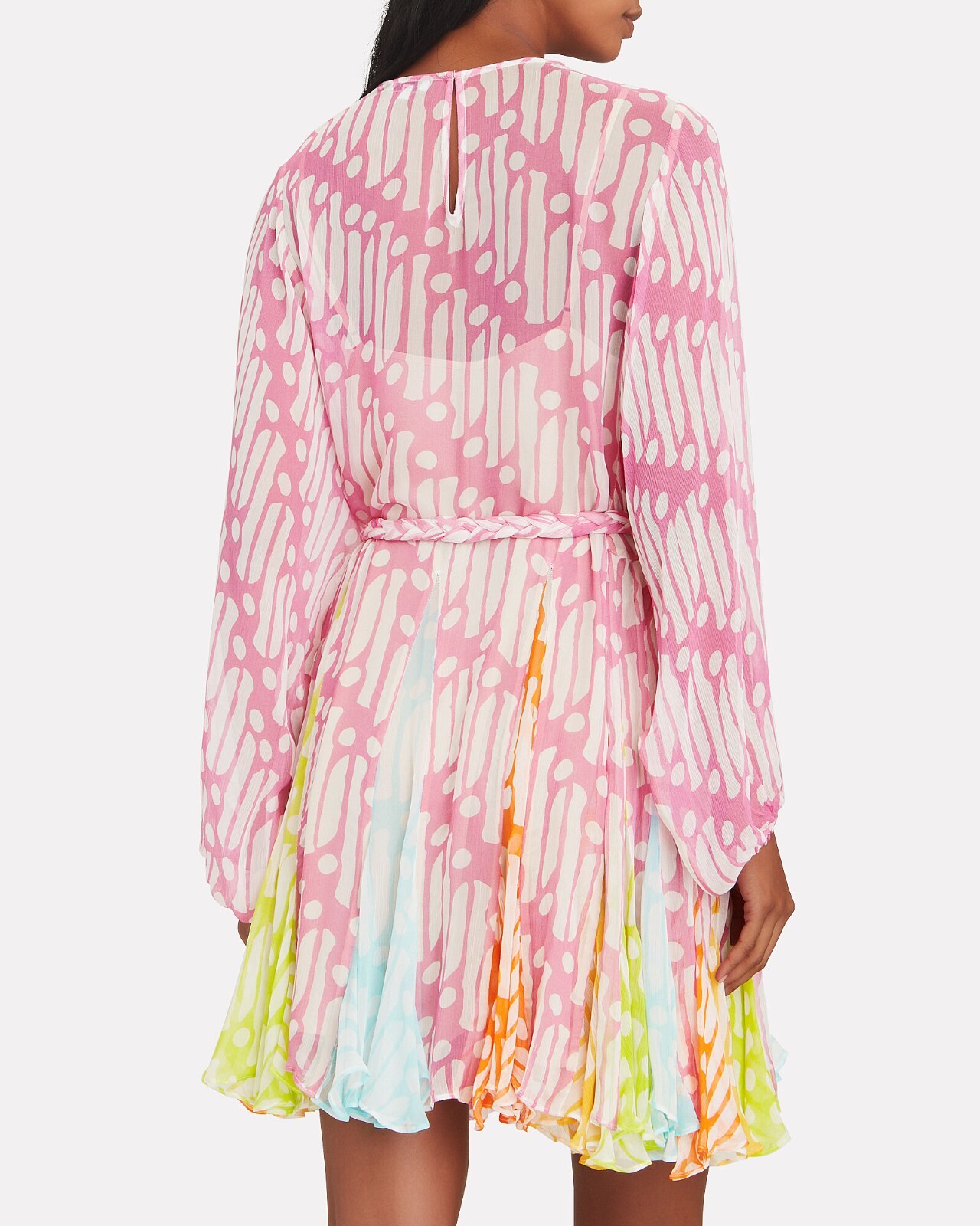 NEW NWT $525 RHODE “Ella” chiffon mini dress in pink multicolor sz M