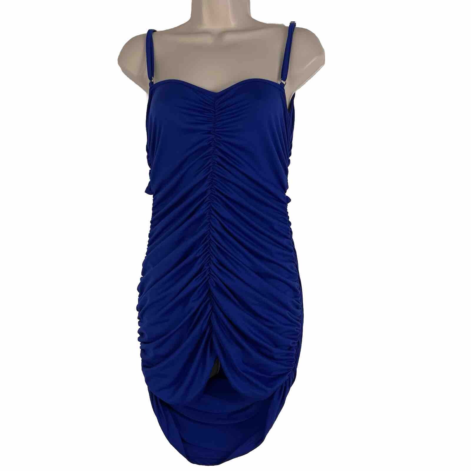 Ruched Bodycon Dress Women’s Medium Sleeveless Above Knee Mini Stretch Open Back