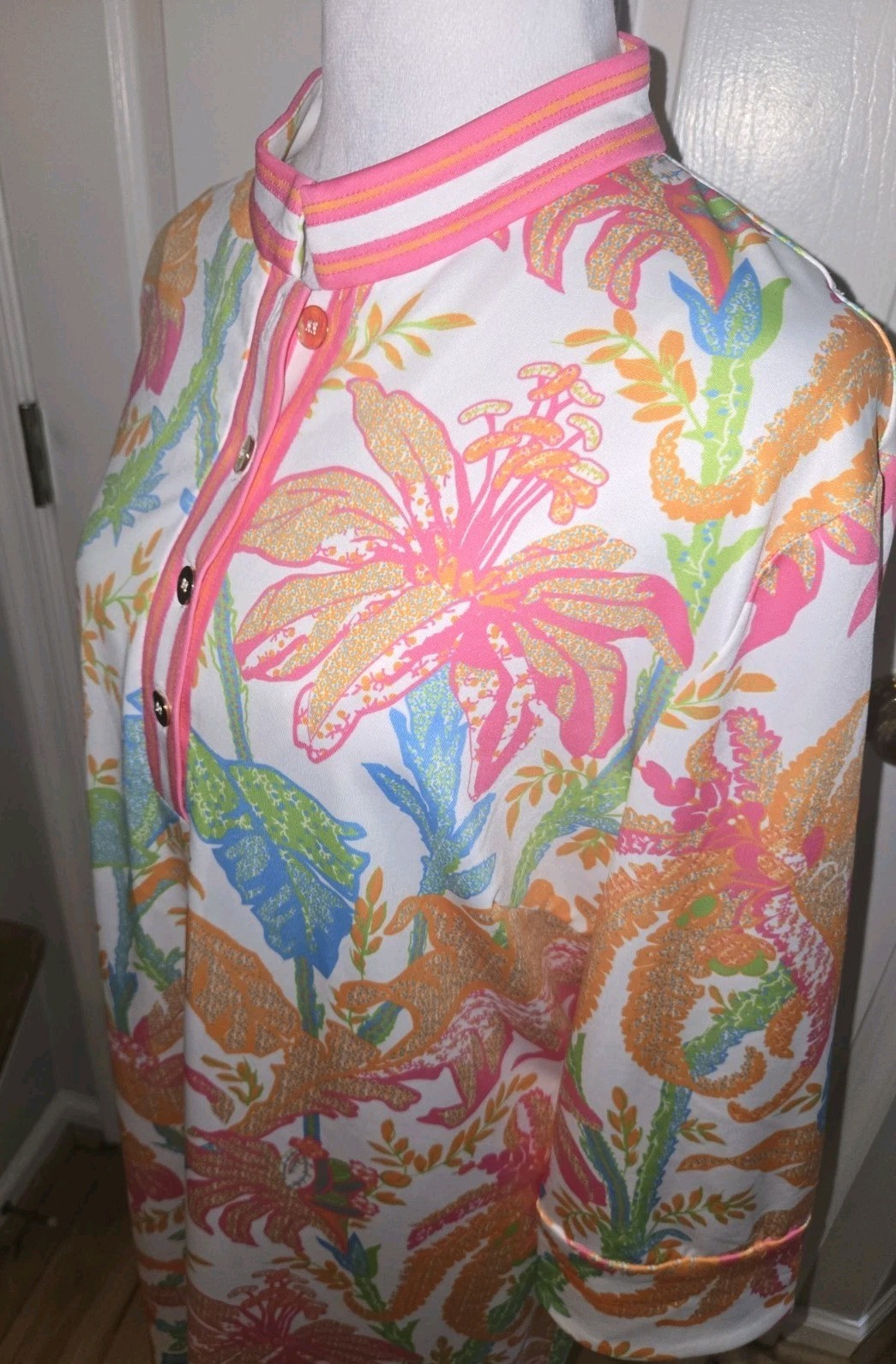 NWT Gretchen Scott Mandarin Dress Size XXL 2XL White Palm Trees $149 SOLD OUT!