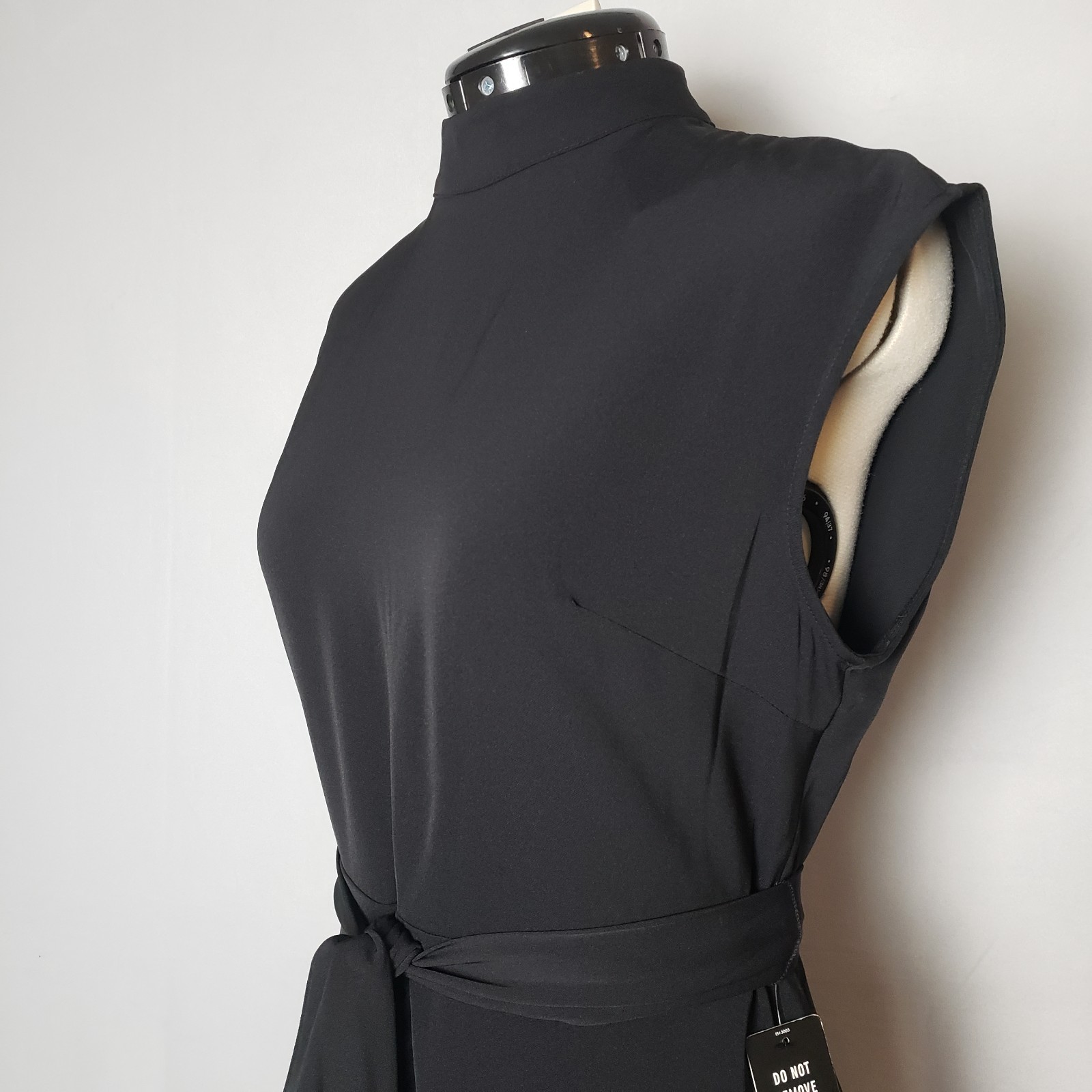 Express Black Mock Neck Midi Fit & Flare Sleeveless Back Zip Closure Small NWT