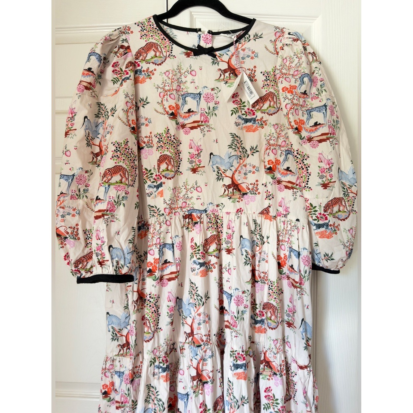 Beautiful Cath Kidston Cream Dress with Pink, Blue & Orange Animal Print