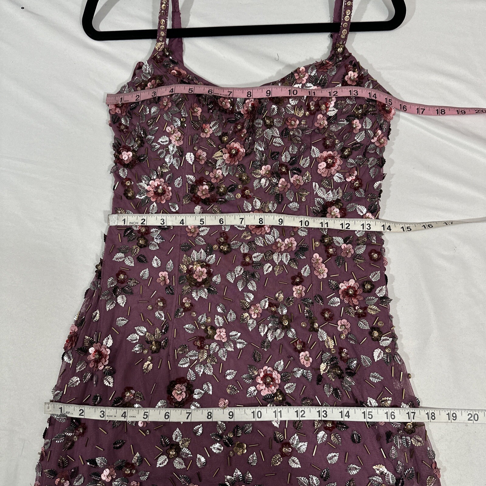 NWT Mac Duggal [ 6 ] 5477 Floral Embellished Scoop Neck Gown in Raspberry G1840