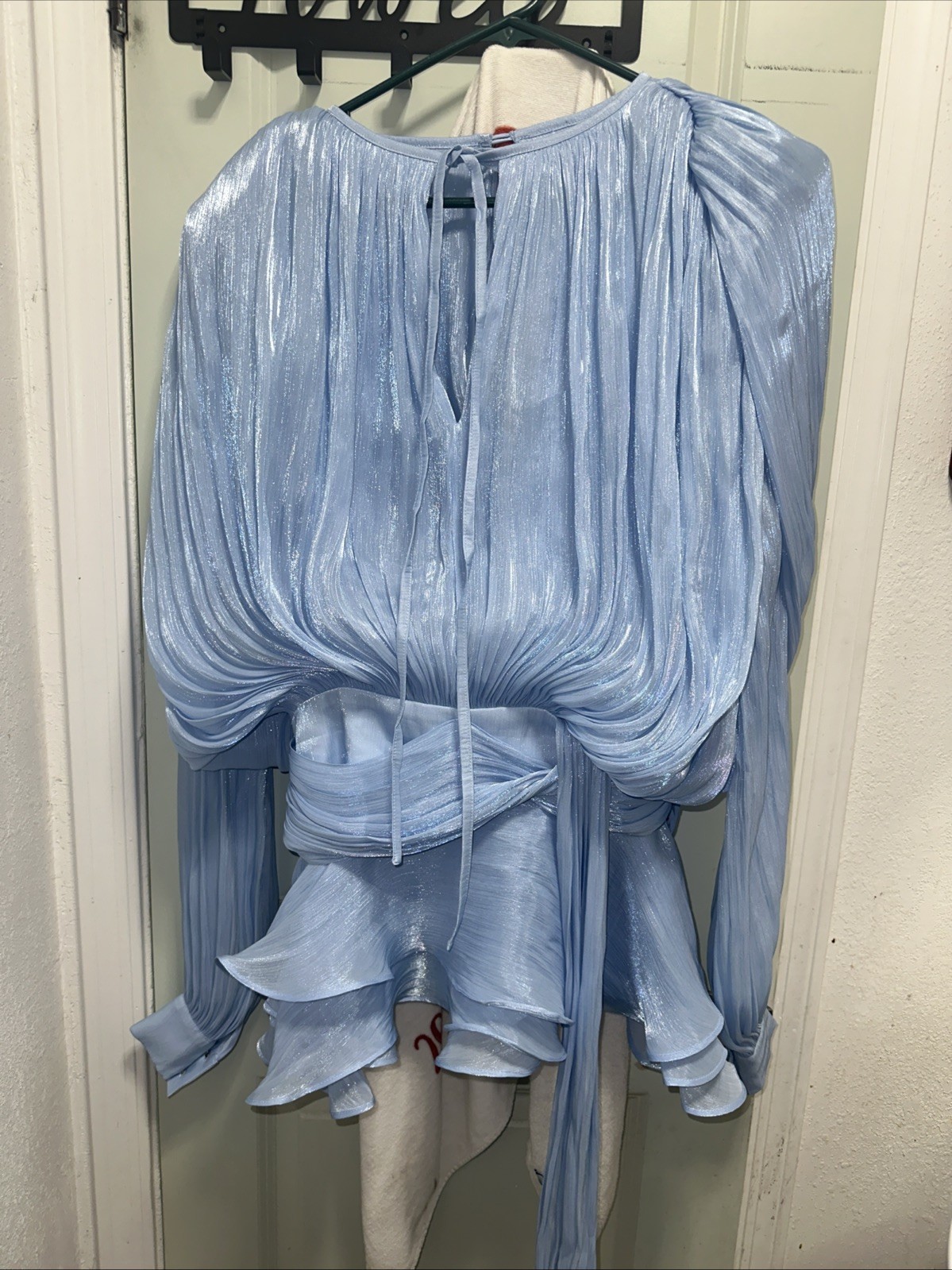 Dekia Long Sleeves Hollow Out Flounce Mini Dress