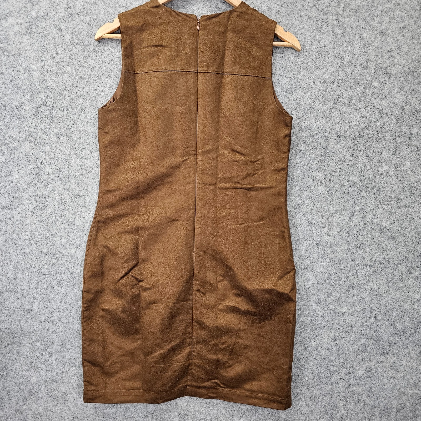 Womens Camel Shift Dress S Brown MOSSIMO Faux Suede Y2K Dark Academia Fall Prep