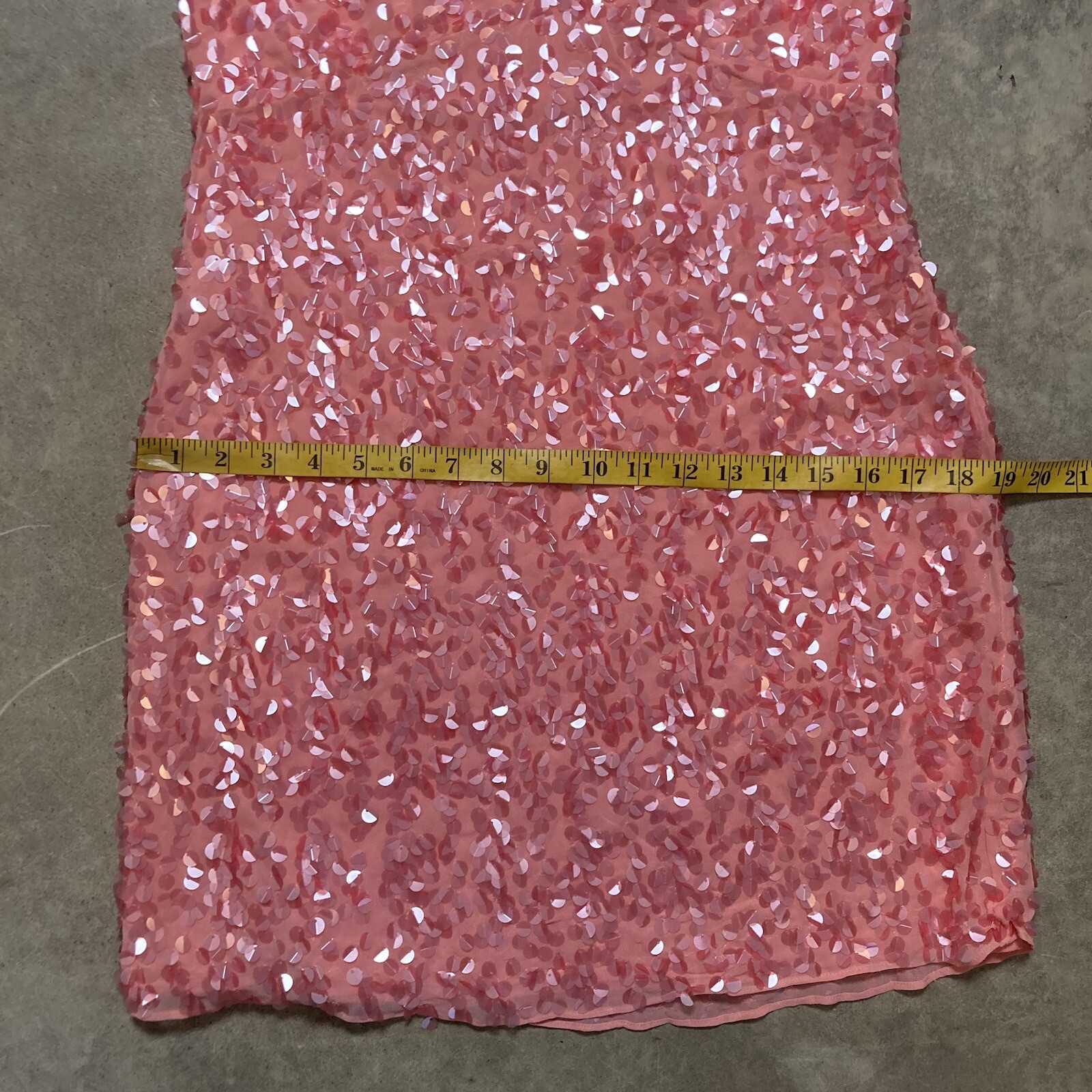 Halston Heritage Dress Womens 8 Parfait Pink Sequin T Back Shimmy Halter Party
