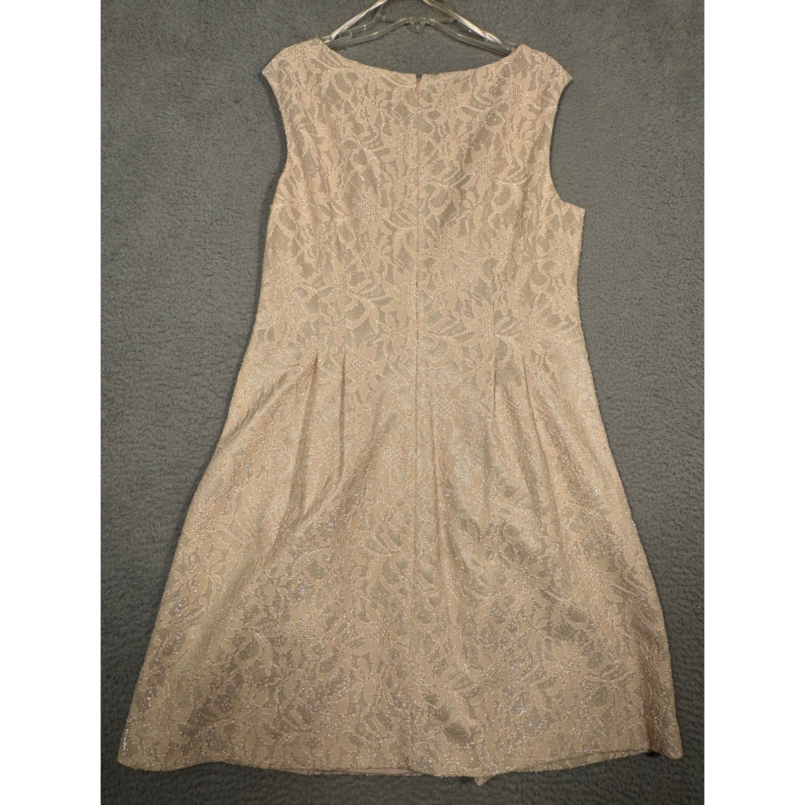 J Howard Womens Champagne Peach Metallic Floral Lace A-Line Cocktail Dress 14