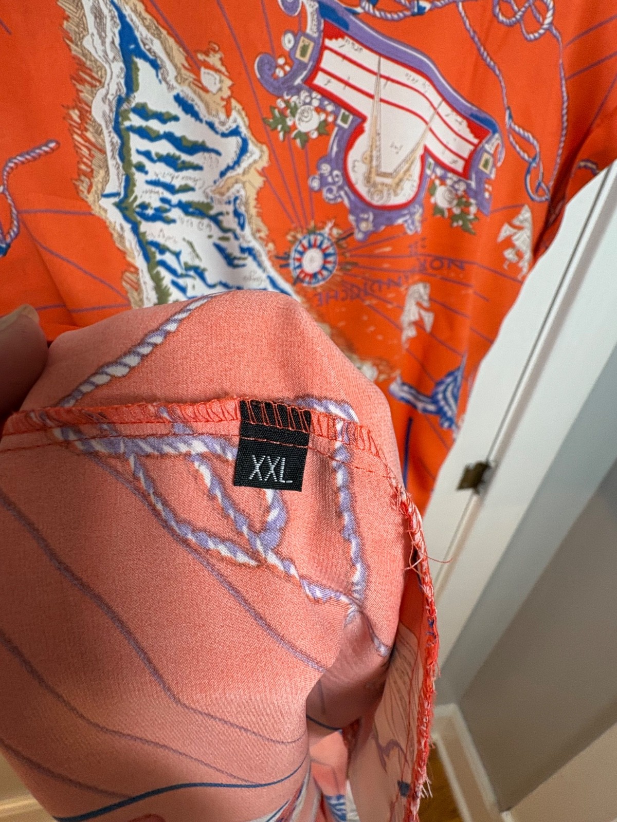 Want & Need Orange Nautical Map Graphic Print Double Sided Mini Dress XXL EUC
