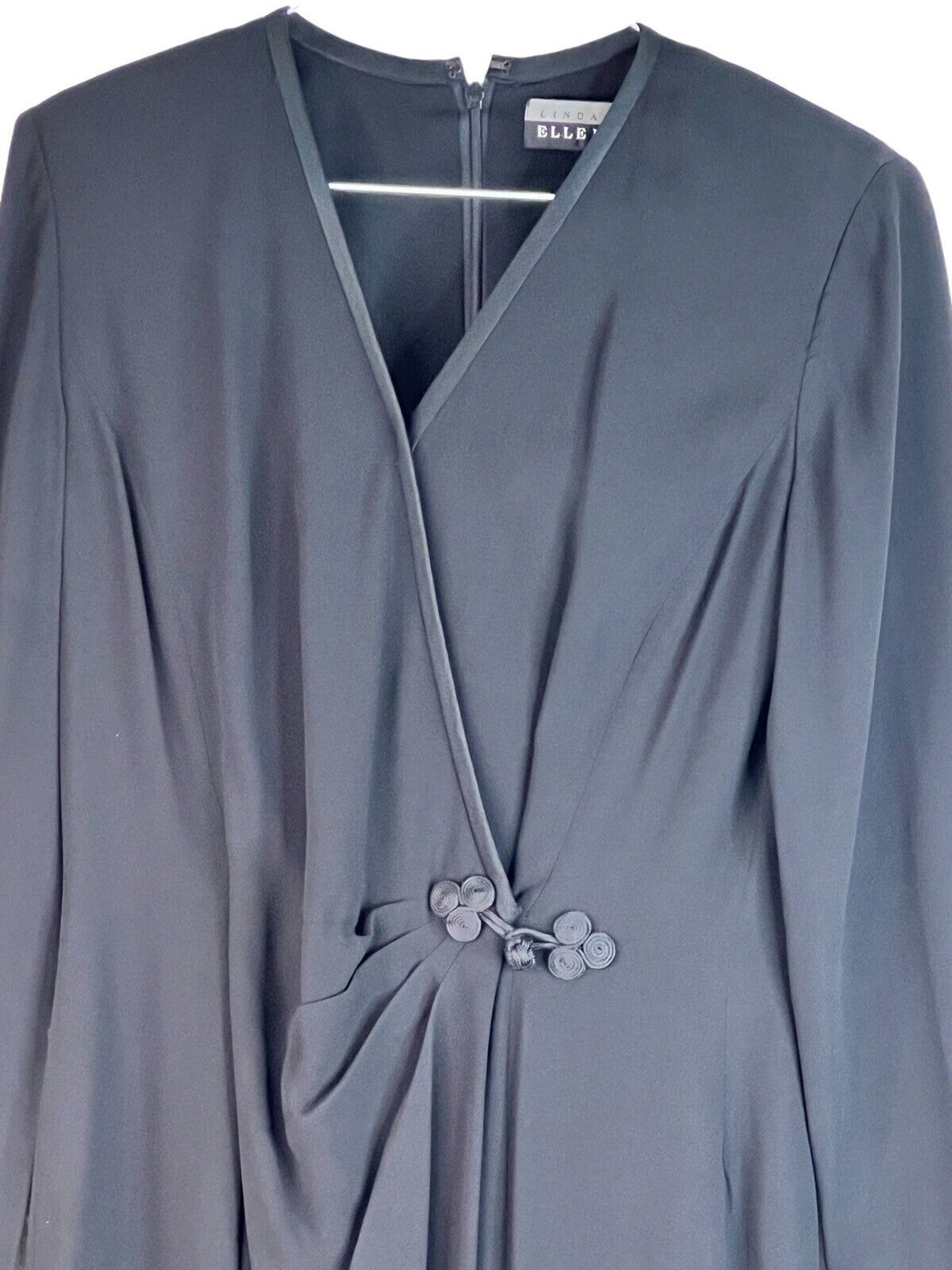Vtg Ellen Tracy Linda Allard Black Long Sleeve Formal Party Women’s Dress Size 4