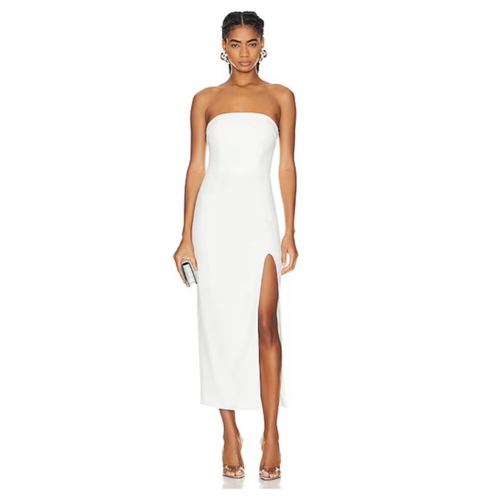Nicholas Adiba Strapless Midi Dress in White. NWT. Size 2. Retail- $545